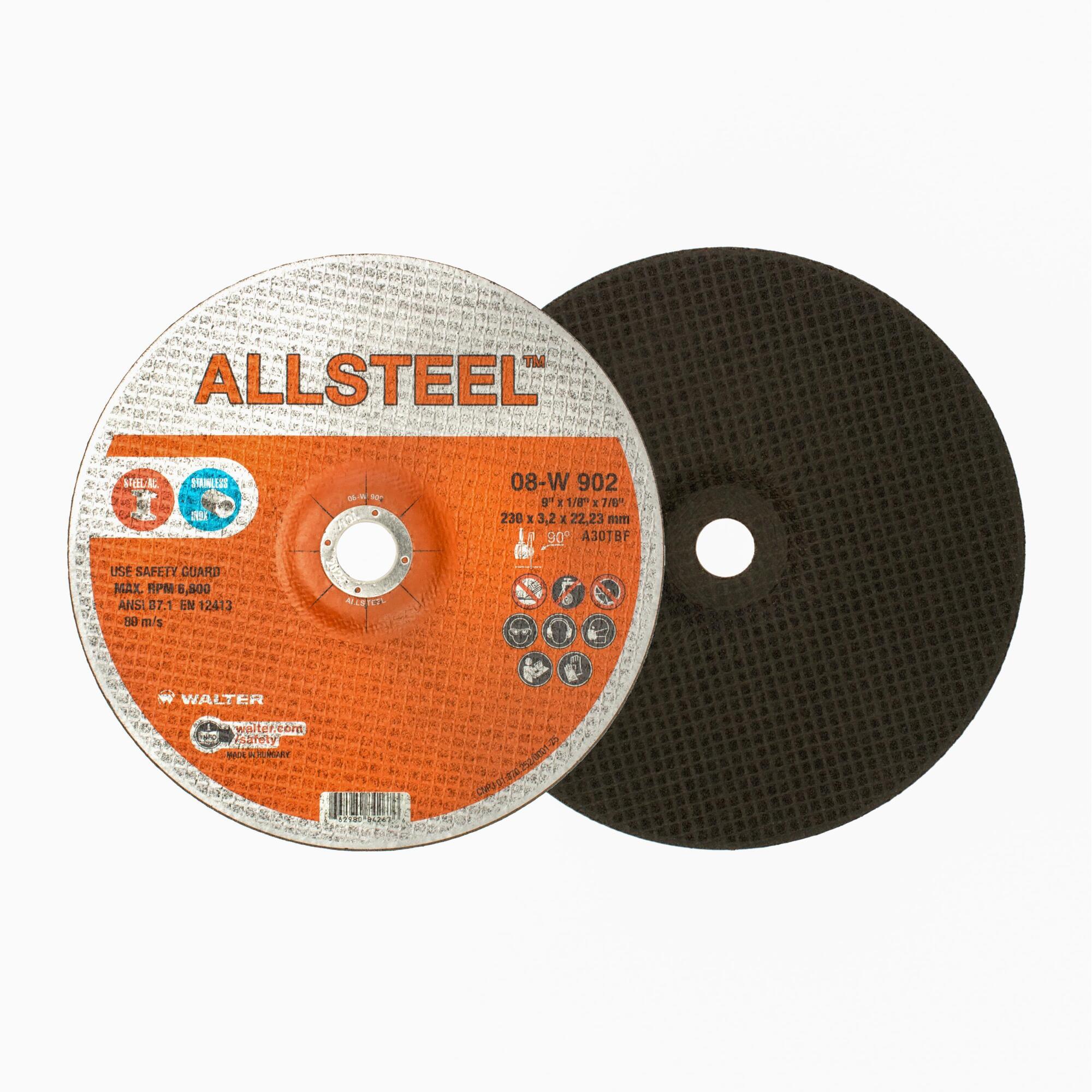 Allsteel Angle Grinder Grinding Wheels — 9in. x 1/8in., Steel and Stainless Steel, 25 Pcs, Model# 08W902