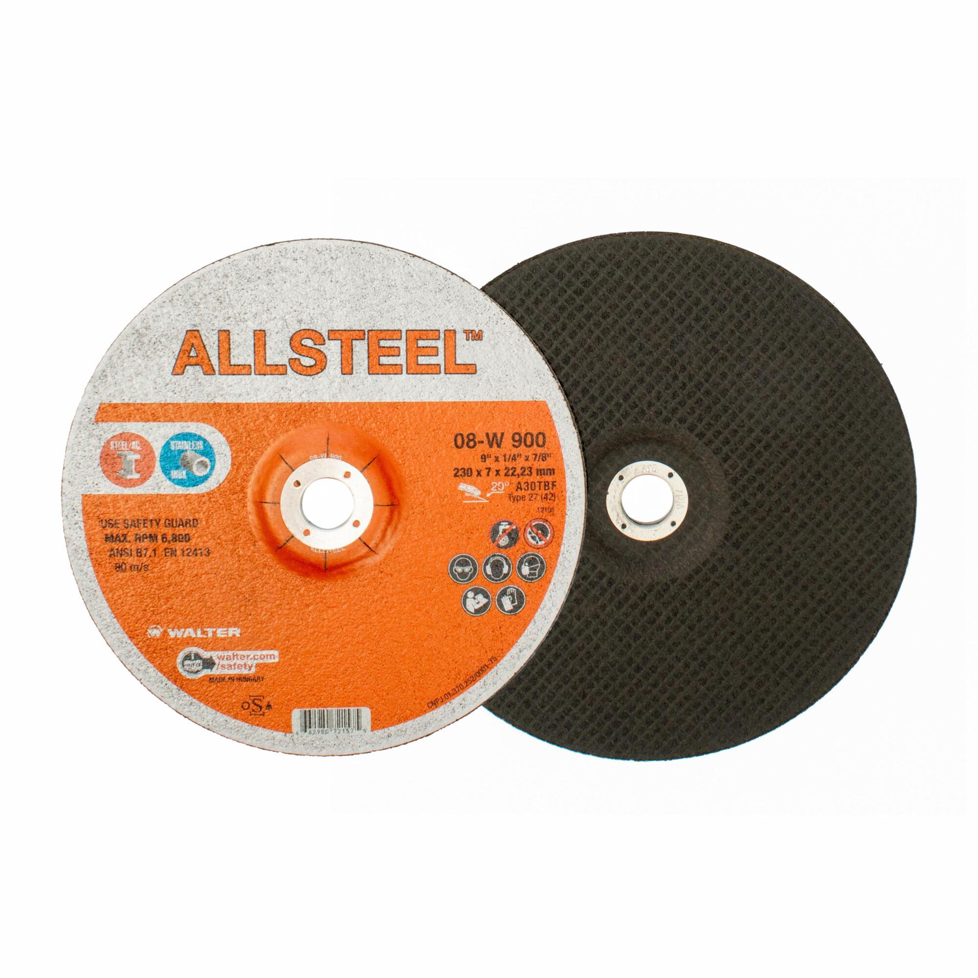 Allsteel Angle Grinder Grinding Wheels — 9in. x 1/4in., High-Strength Abrasive, 25 Pcs, Model# 08W900