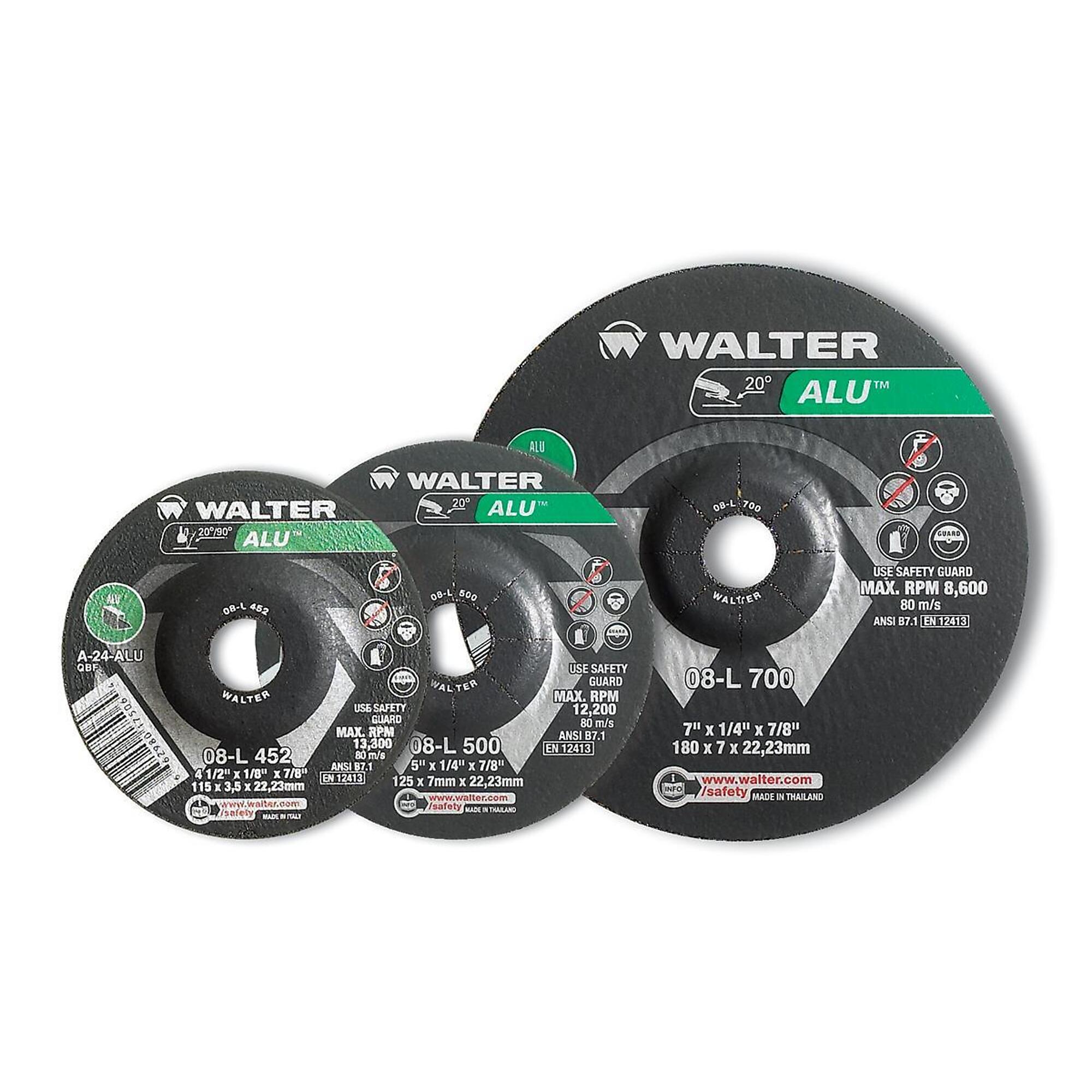 Walter 9in. x 1/8in. Grinding Wheel for Aluminum — 5/8-11 Arbor, A24 Grit, Pack of 10, Model# 08L907