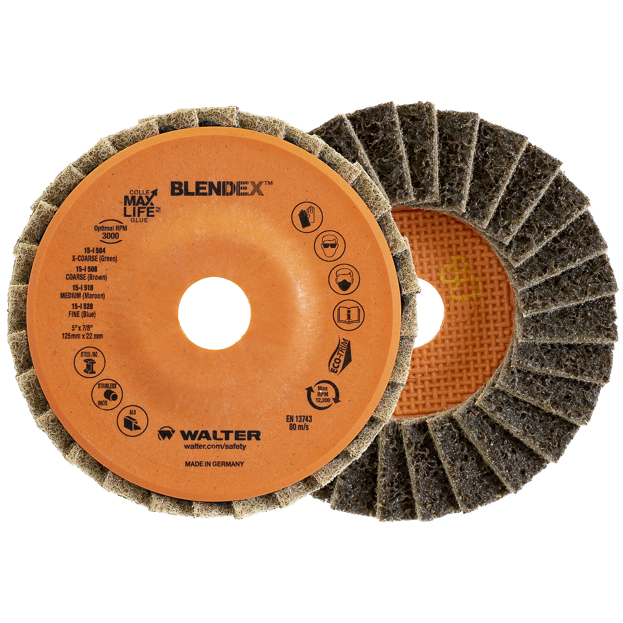 Walter Blendex Flap Disc — 5in. x 7/8in., Coarse, Eco-Trim, 10 Pcs, Model# 15I508