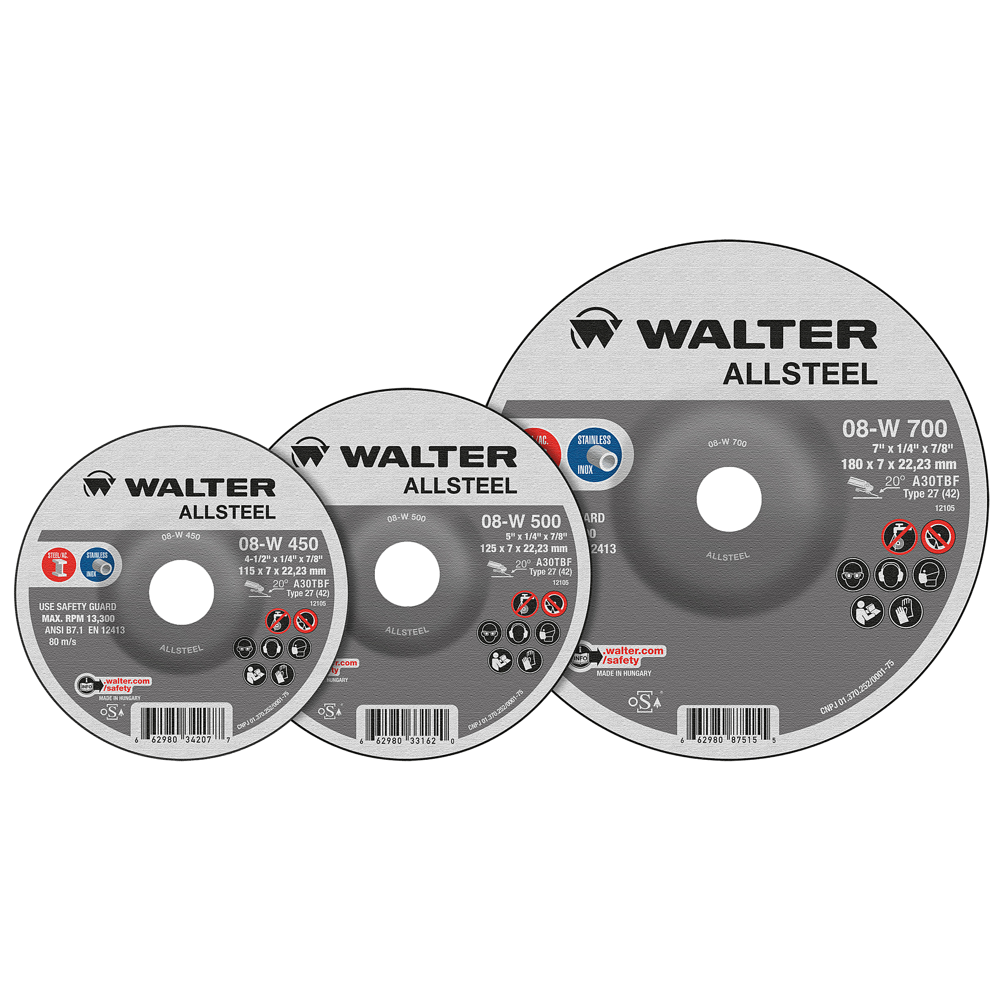 Allsteel Grinding Wheel — 6in. x 1/8in. x 5/8-11, Hubbed, Steel and Stainless Steel, 10 Pk, Model# 08W607