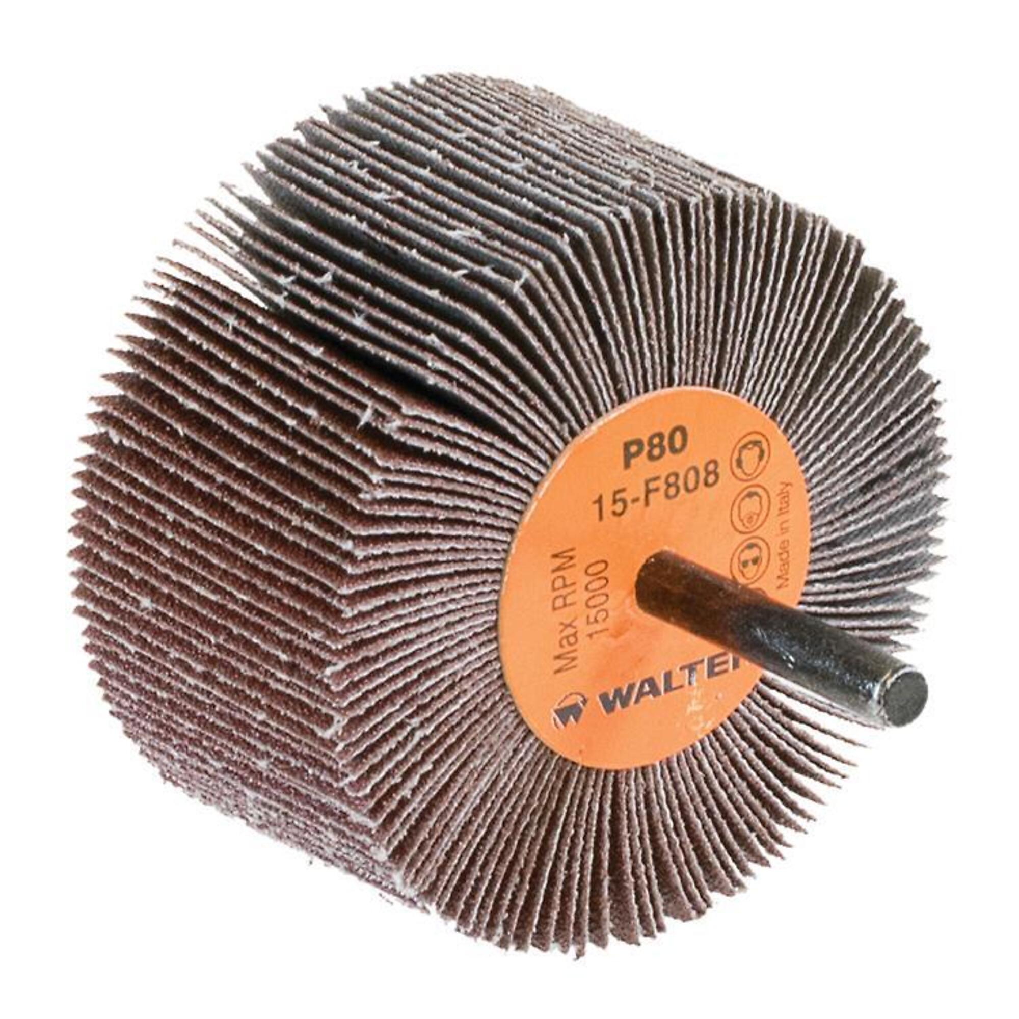 Walter 3in. x 1.5in. 80-Grit Flap Wheels — 10 Pcs, Industrial Quality Abrasive, Model# 15F808