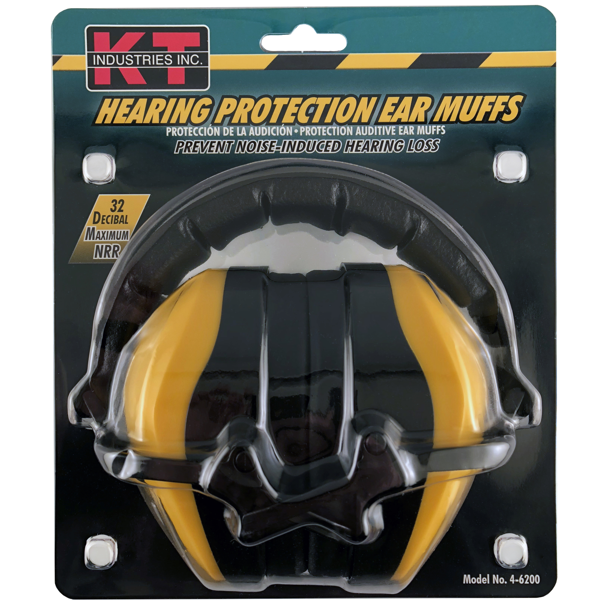 K-T Industries Deluxe Ear Muffs — Lightweight, Adjustable Fit, Dielectric, 32dB NRR, Model# 4-6200