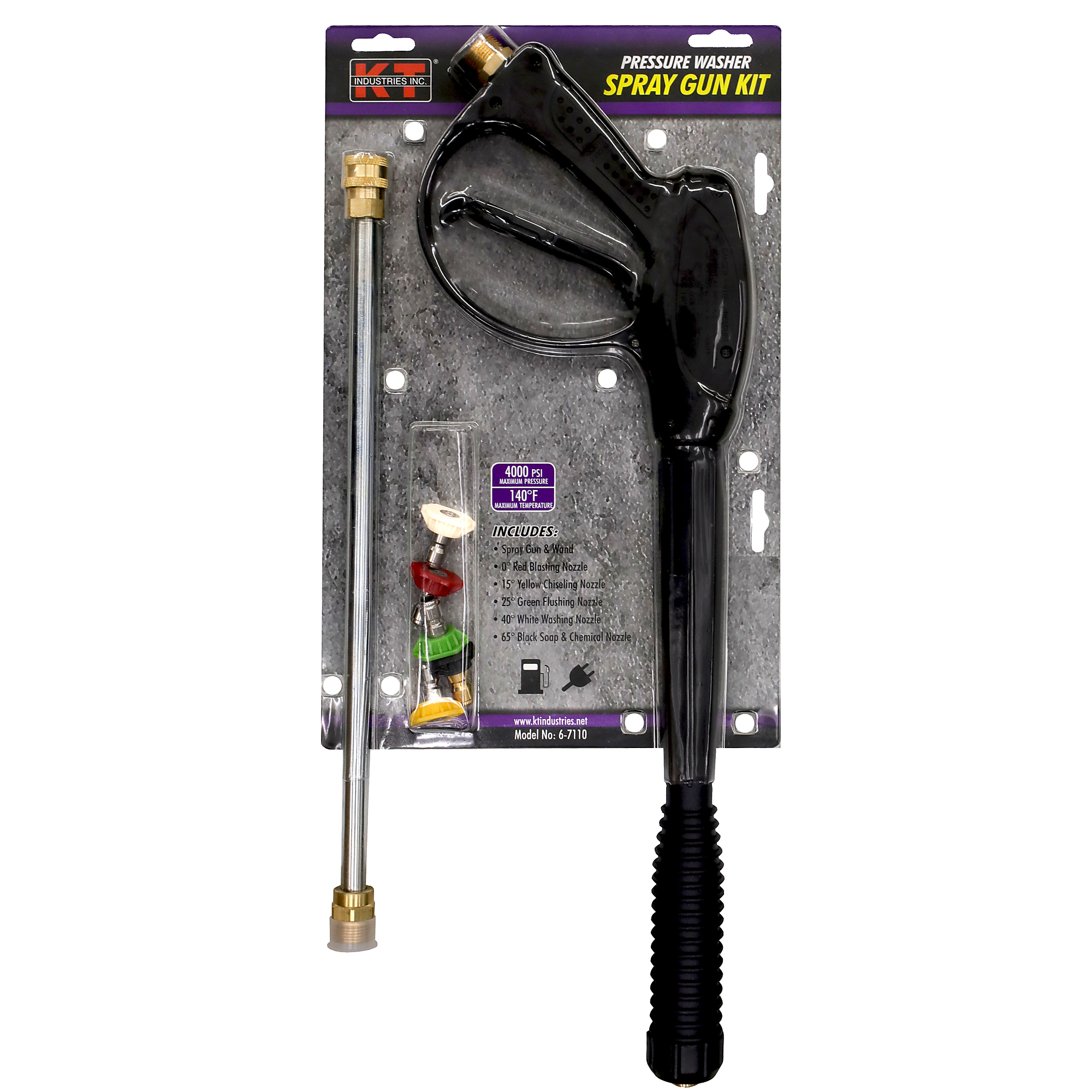 K-T Industries Master Spray Gun Kit with Wand/Tips — Safety Trigger Lock, M22 Male Inlet, Model# 6-7110