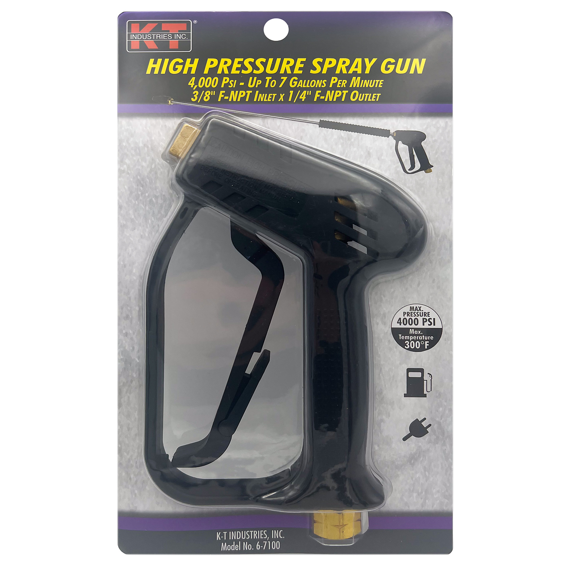 K-T Industries Spray Gun — 7 GPM, 4000 PSI, Forged Brass Housing, Model# 6-7100