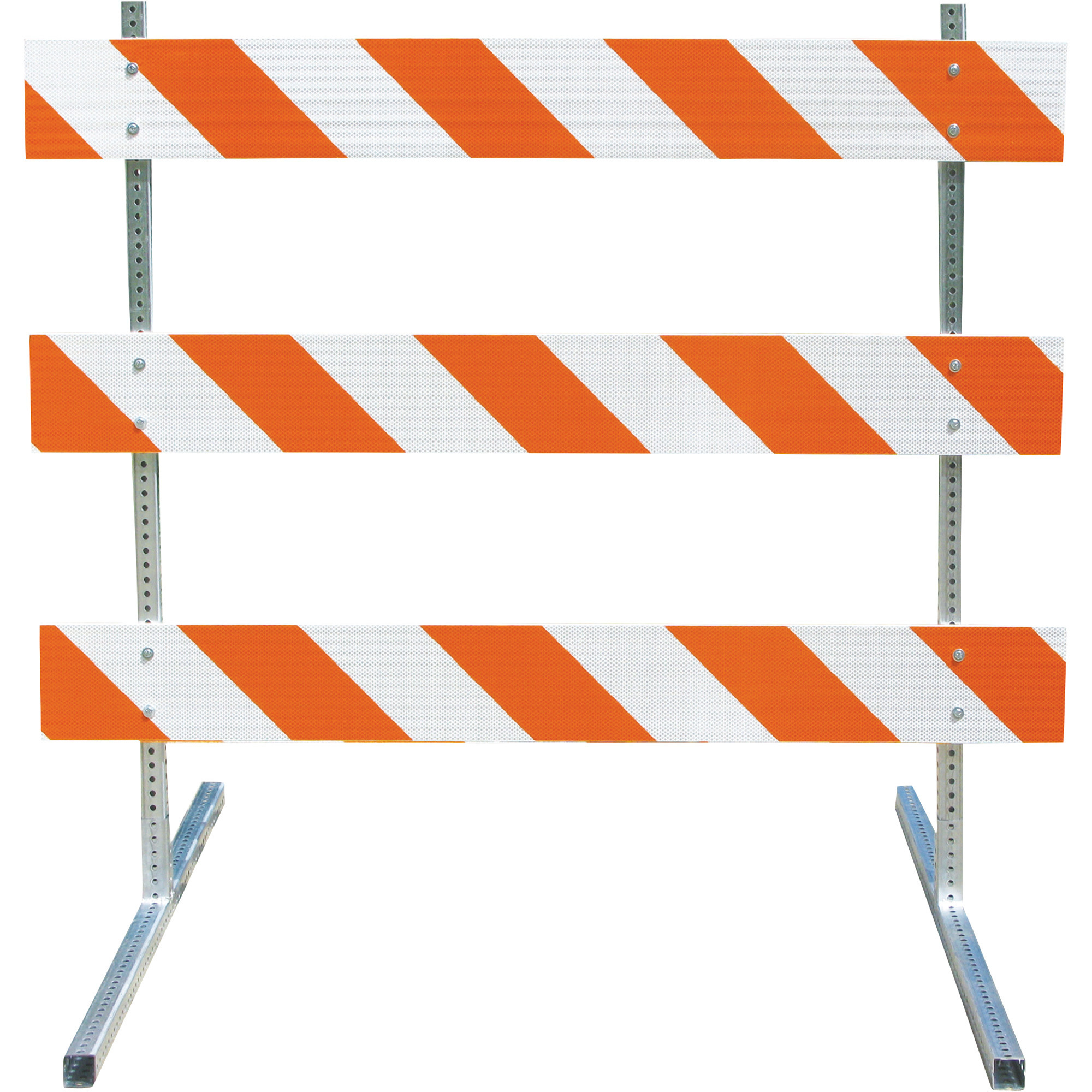 Plasticade 8ft. Type III Barricade with 2 Steel Posts and 2 Steel Feet, White, 96in.L x 60in.H, Model# 3508-DG-LR-DRILL-KIT