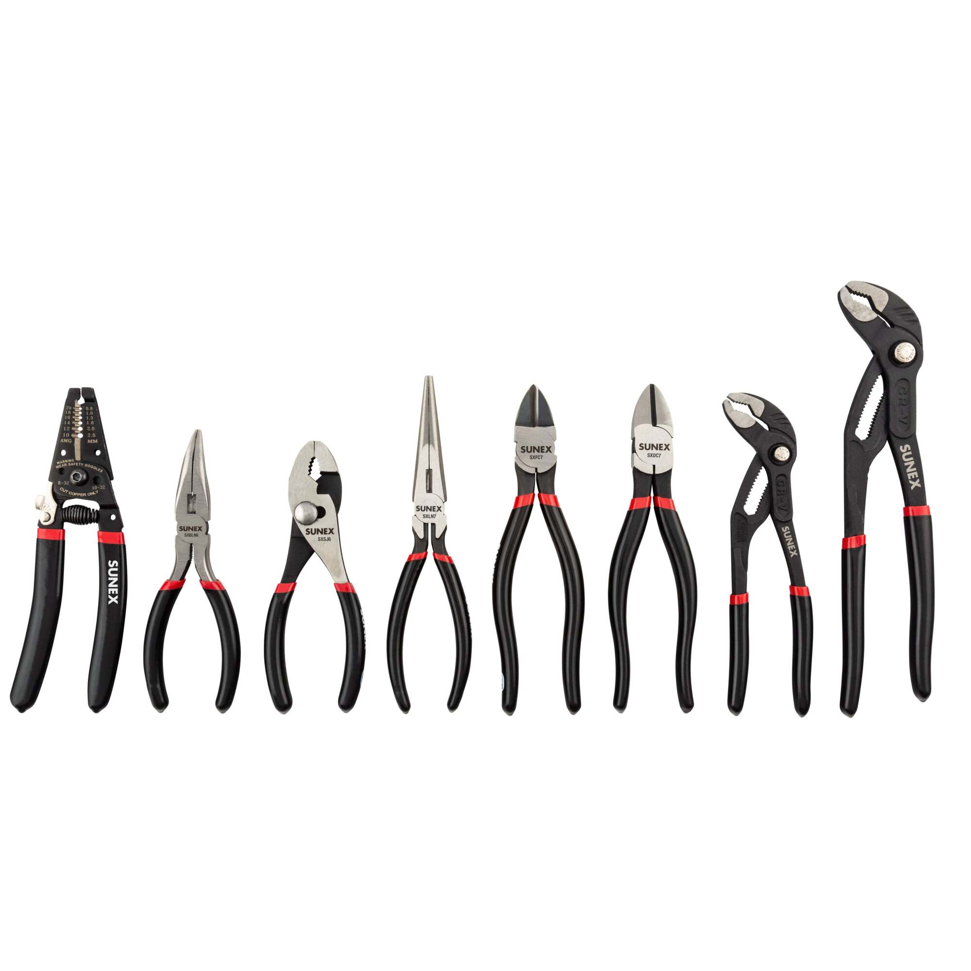 Sunex Tools 8-Piece Pliers Set — EVA Foam Storage Tray, Ergonomic Grips, Rust-Resistant, Model# SXEPS8