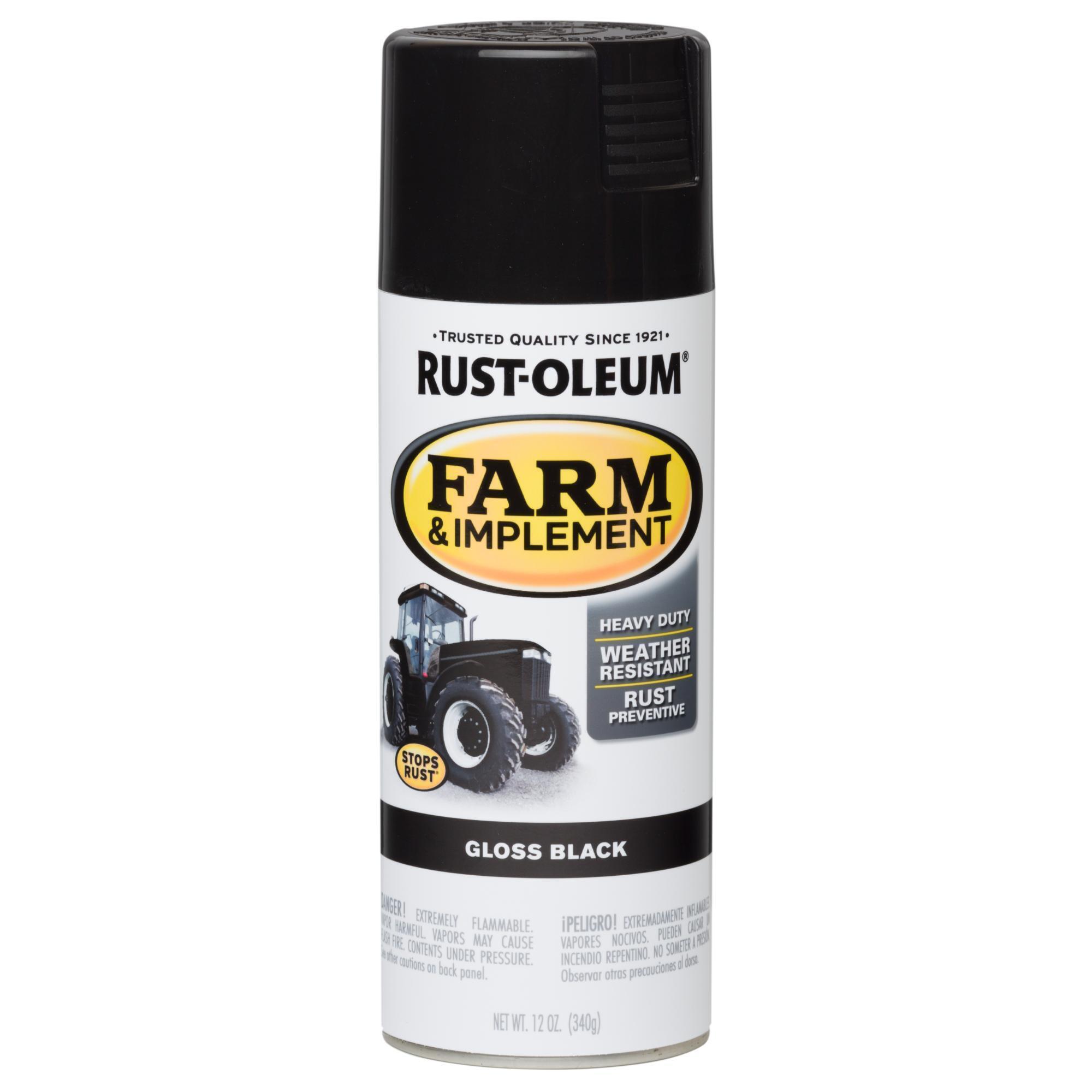 Stops Rust Farm and Implement Spray Paint, Black, Gloss, 12 Oz. Cans, 6PK, Model# 280123DS