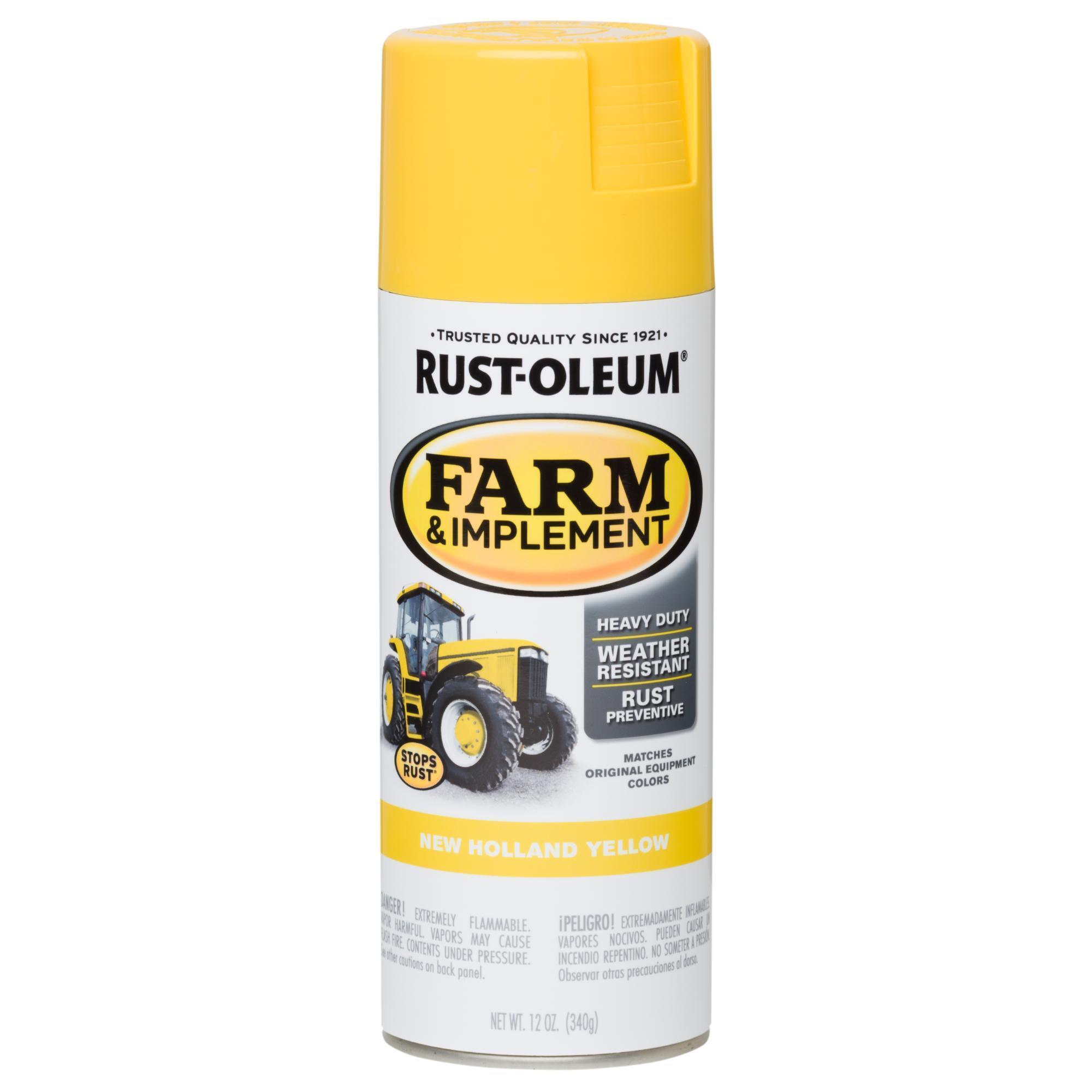 Stops Rust Farm and Implement Spray Paint, New Holland Yellow, 12 Oz. Cans, 6PK, Model# 280144DS