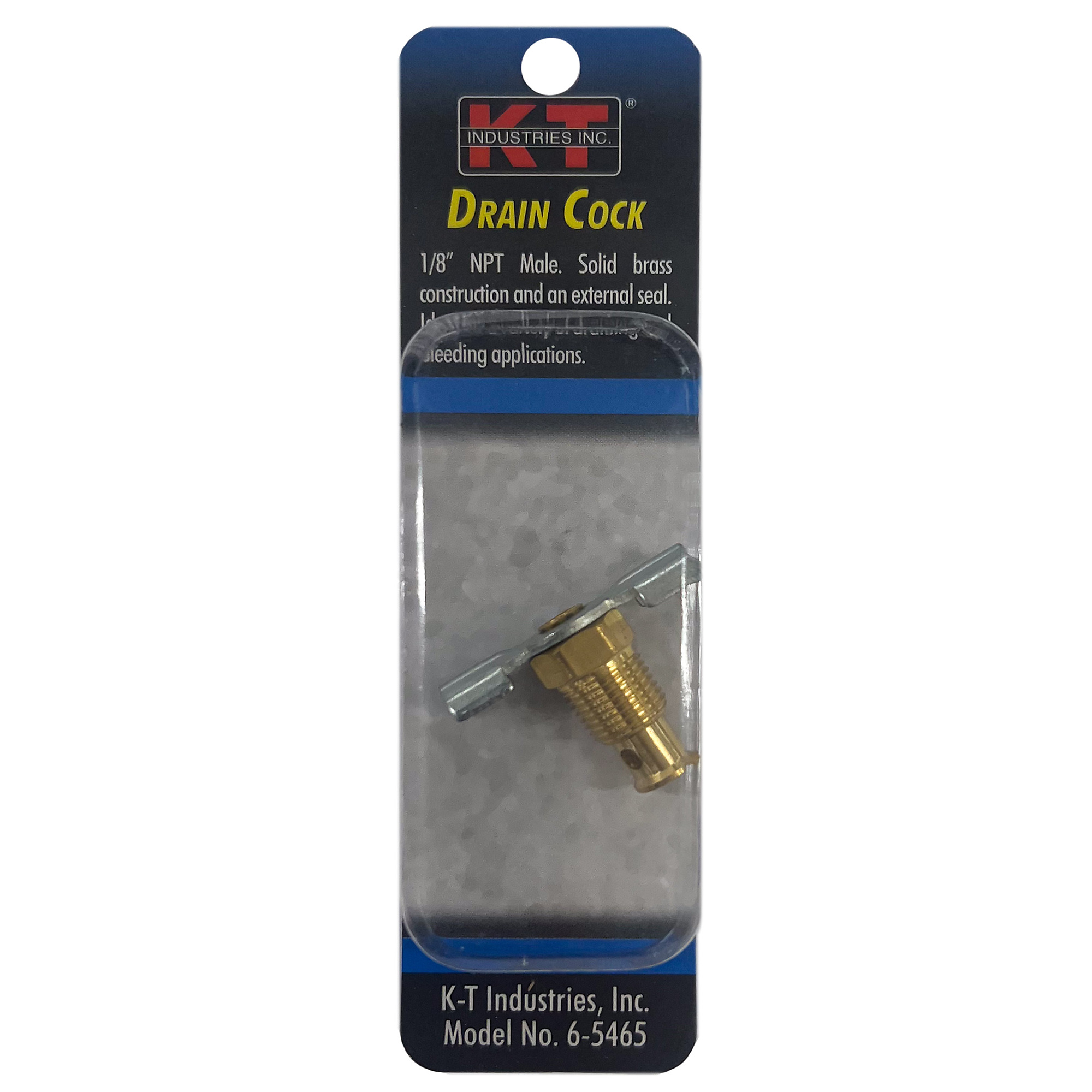 K-T Industries Drain Cock — 1/8in. NPT, Solid Brass, Model# 6-5465