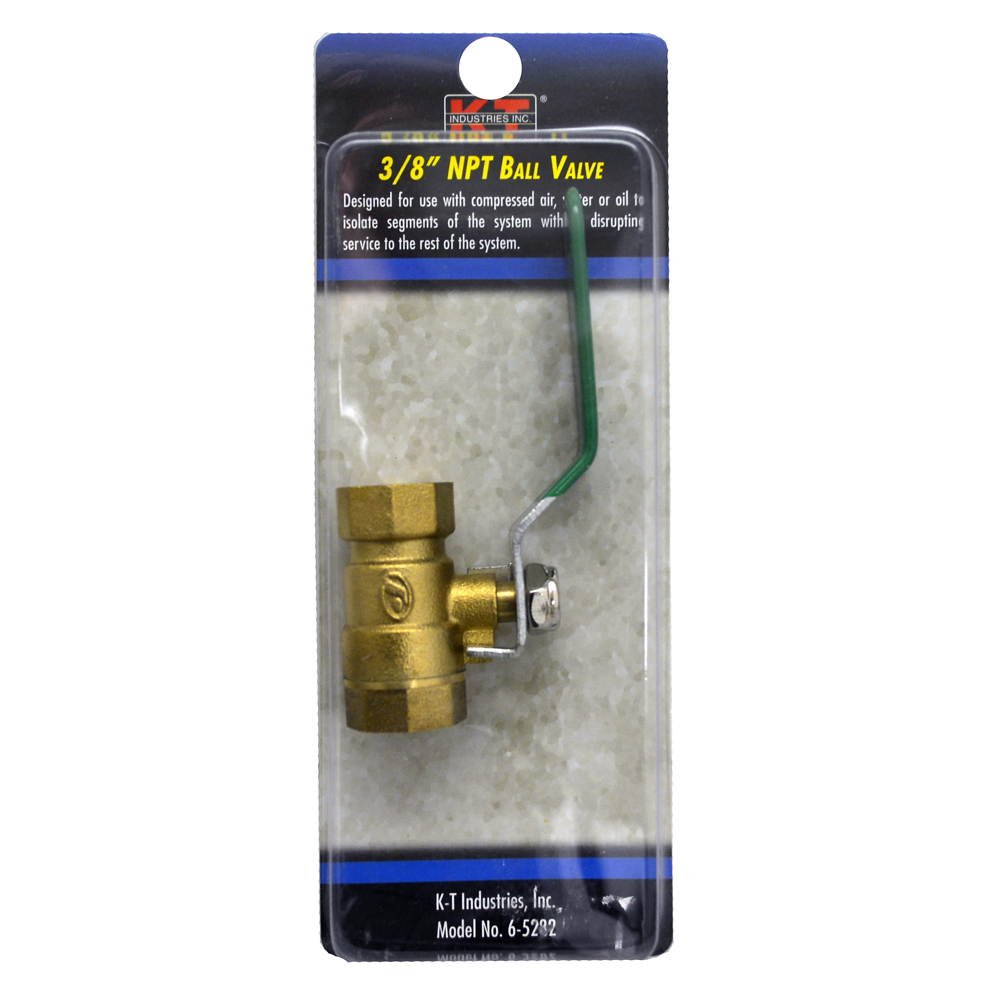 K-T Industries Full Port Brass Ball Valve — 3/8in. x 3/8in., Model# 6-5282
