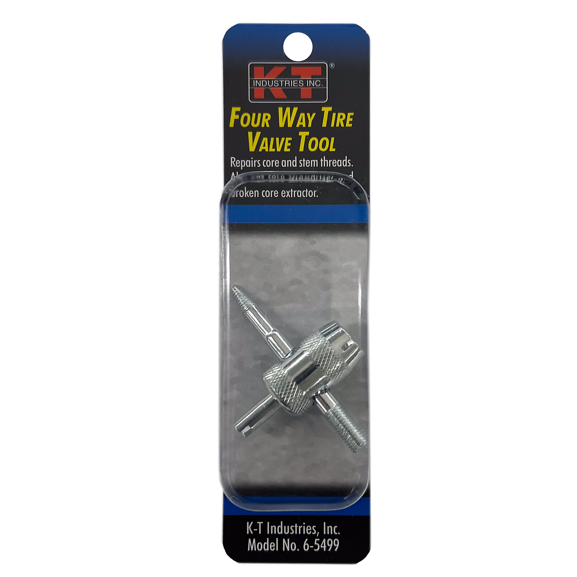 K-T Industries 4-Way Tire Valve Repair Tool — Core Screwdriver, Broken Core Extractor, Model# 6-5499