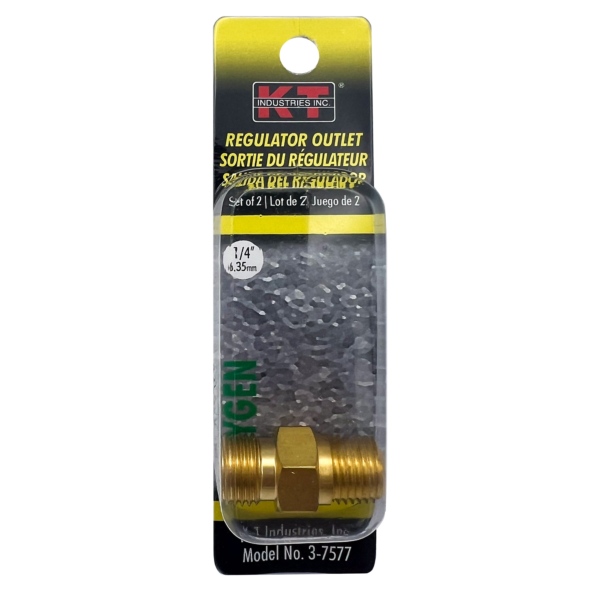 K-T Industries Oxygen Regulator Outlet — Fits 1/4in. NC Pipe Thread, Model# 3-7577