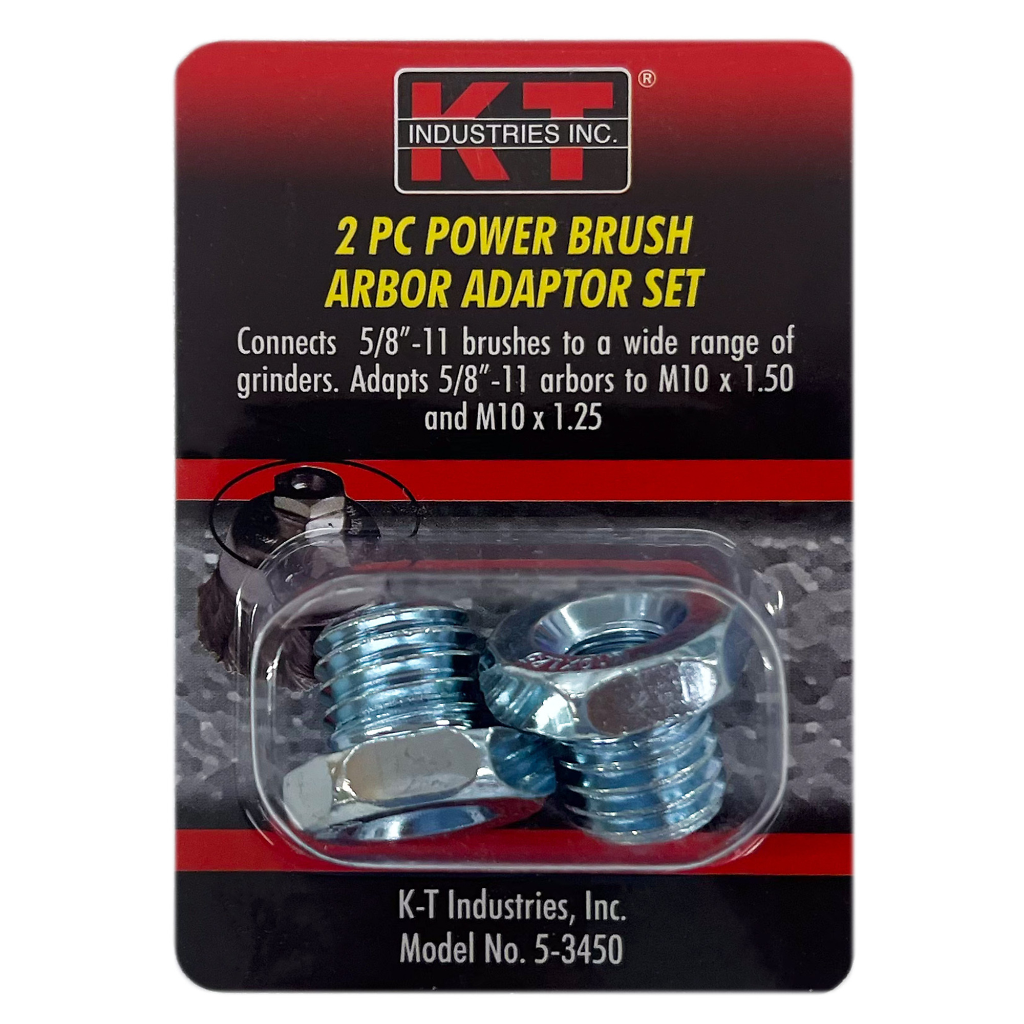 K-T Industries Arbor Adaptor Set — 2-Piece, 5/8in.-11 to M10 x 1.5 & M10 x 1.25, Model# 5-3450