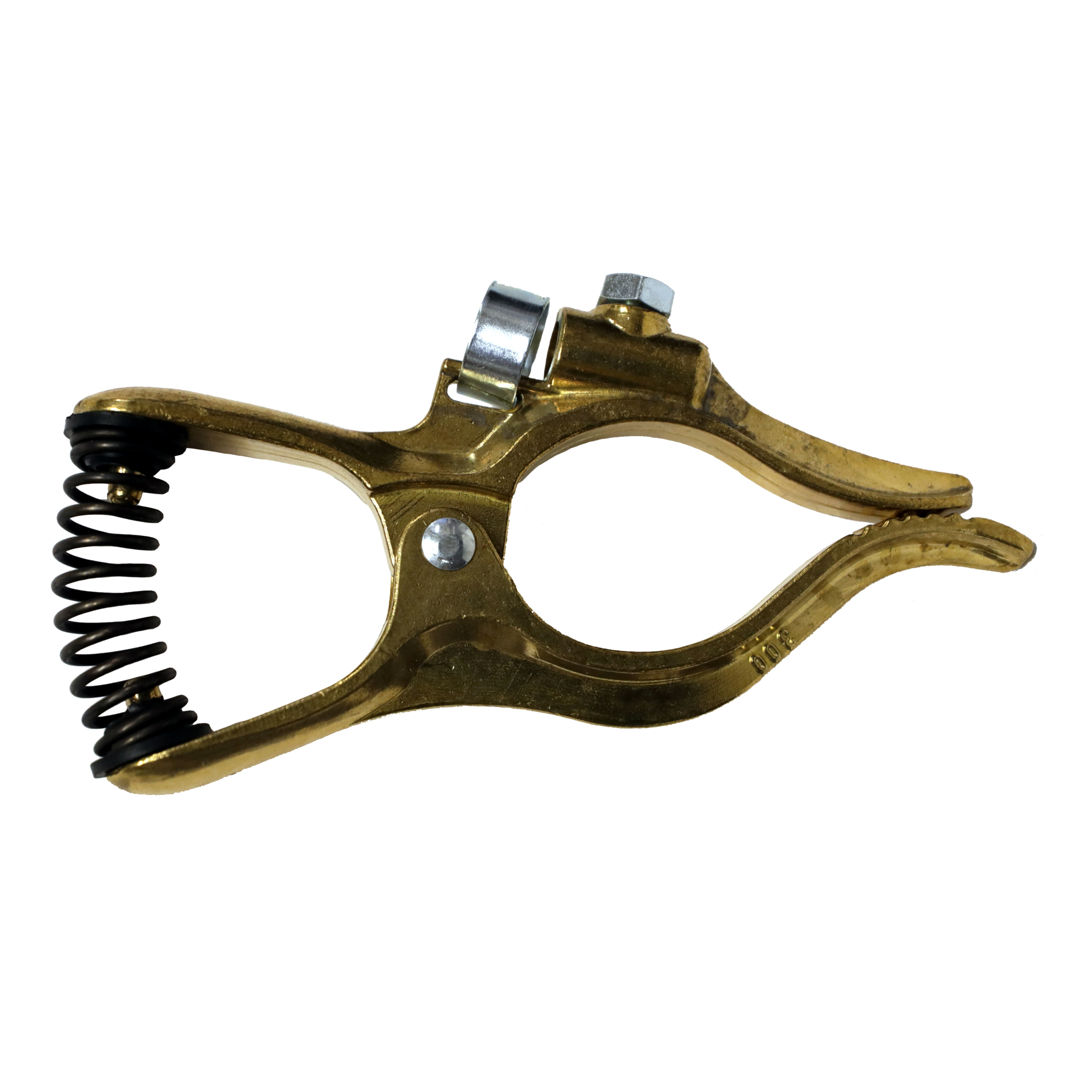 K-T Industries Brass Ground Clamp — 300 Amps, Heavy-Duty Spring Handle, Model# 2-2231