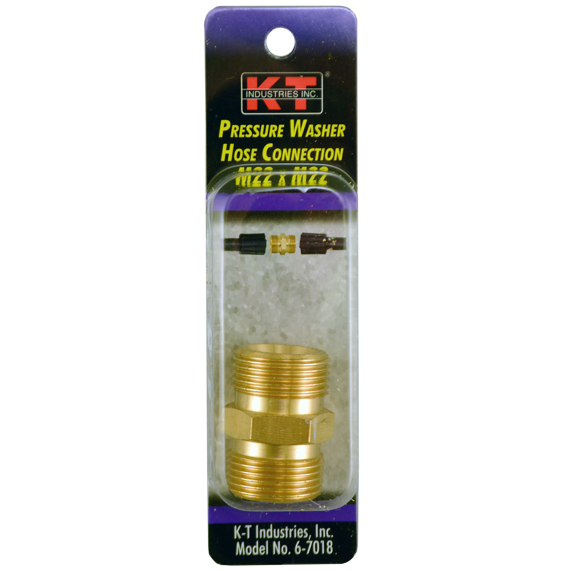 K-T Industries M22 Male x M22 Male 14mm Adaptor — 300Â°F, 5800 PSI, Model# 6-7018