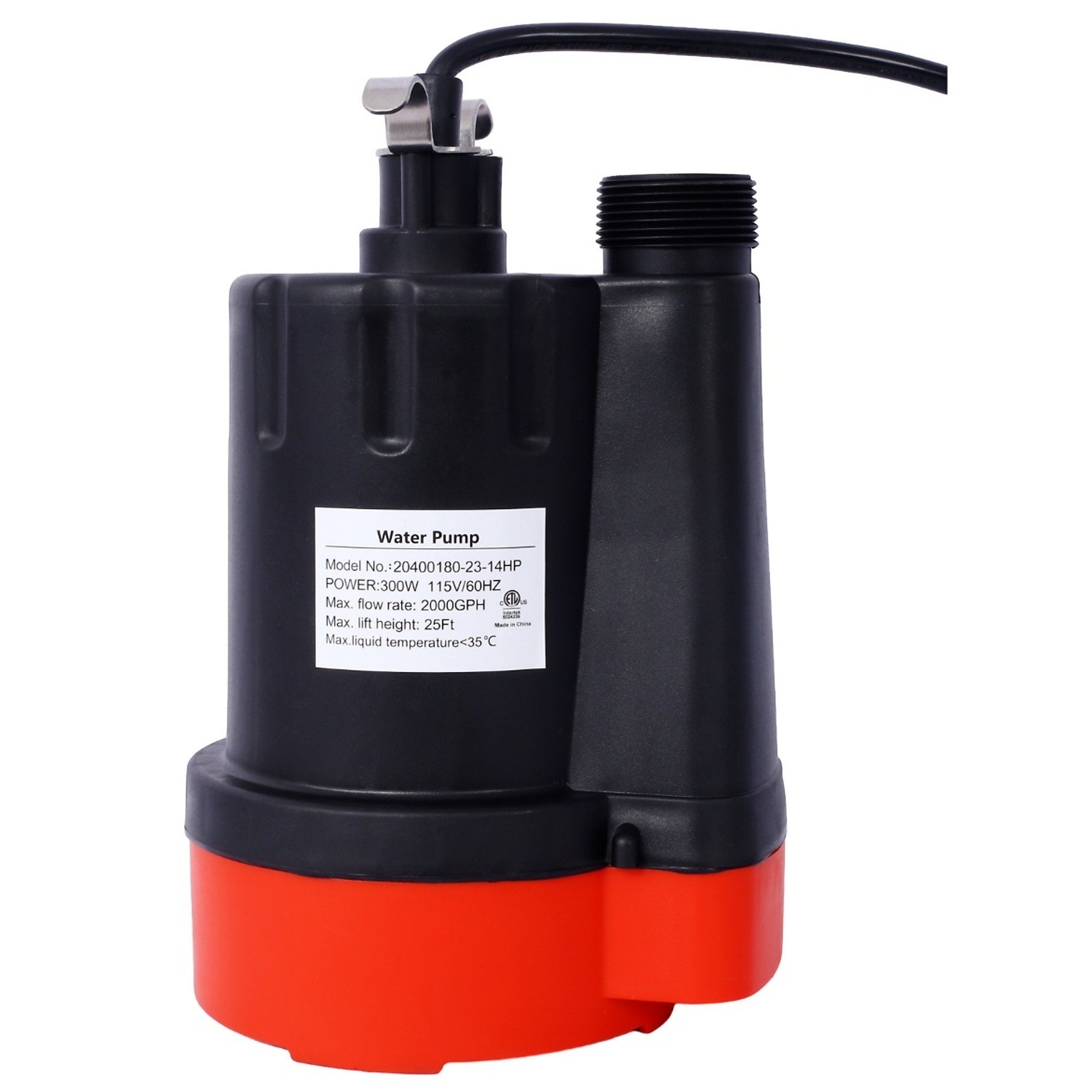 Progreen Submersible Water Pump — 1/4 HP, 2000 GPH, 25ft. Max Lift, 10ft. Power Cord, Model# BAC-W465127586