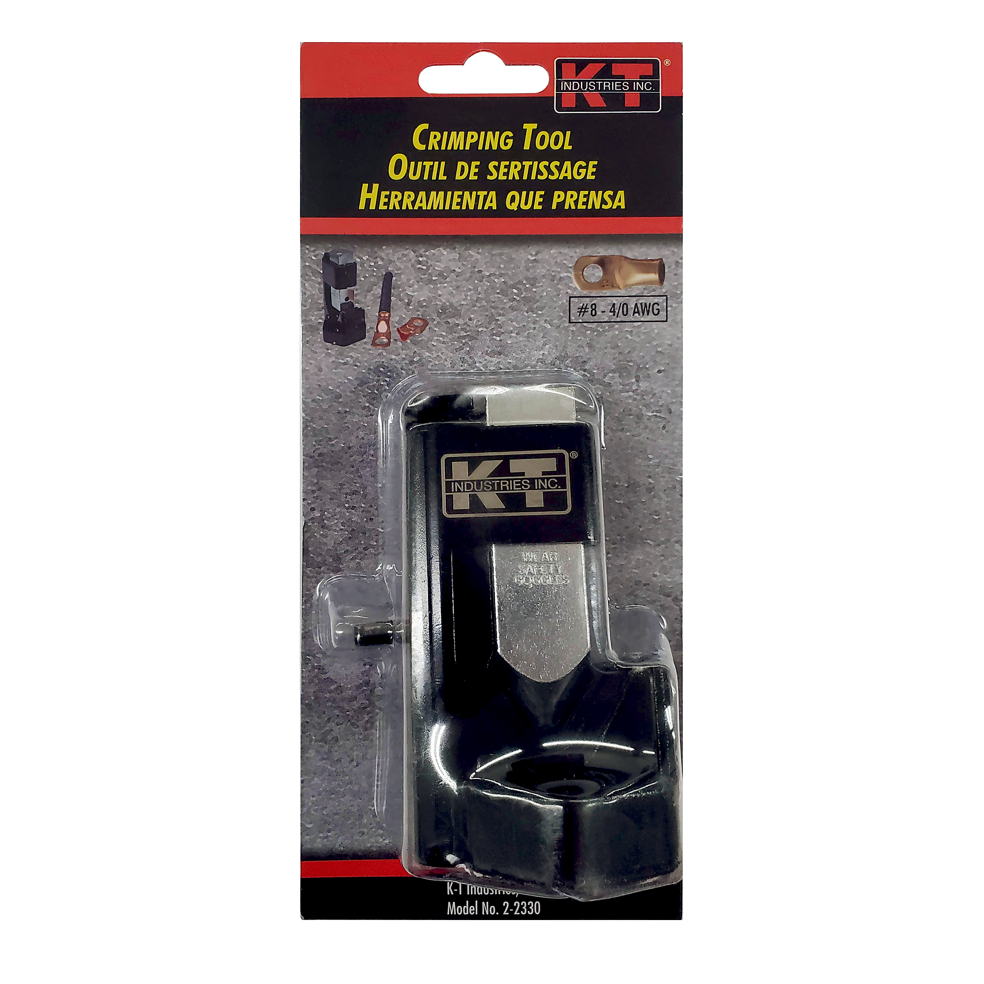 K-T Industries Cable Lug Crimping Tool — Hammer Type, For #8 to #4/0 AWG, Model# 2-2330