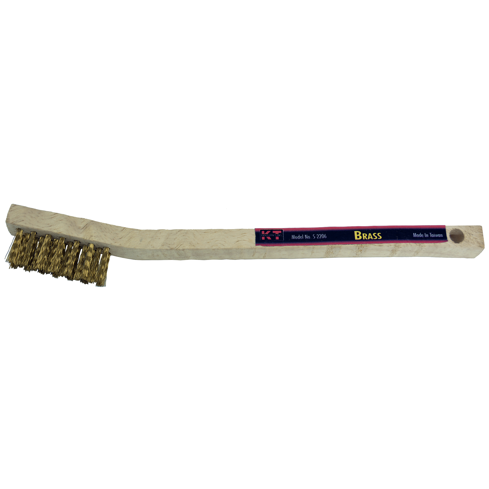 K-T Industries Small Cleaning Brush — Brass, 1-7/16in. Brush Length, 7-3/4in. Overall Length, Wood Handle, 5-Pack, Model# 5-2206