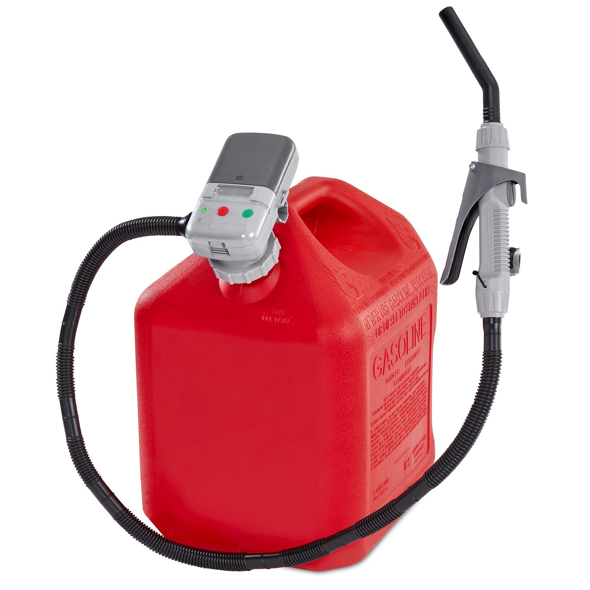 Deway Automatic Fuel Transfer Pump — Flow Control Nozzle, Extra Long Hose, Fits All Size Cans, Model# WAYPUMP11
