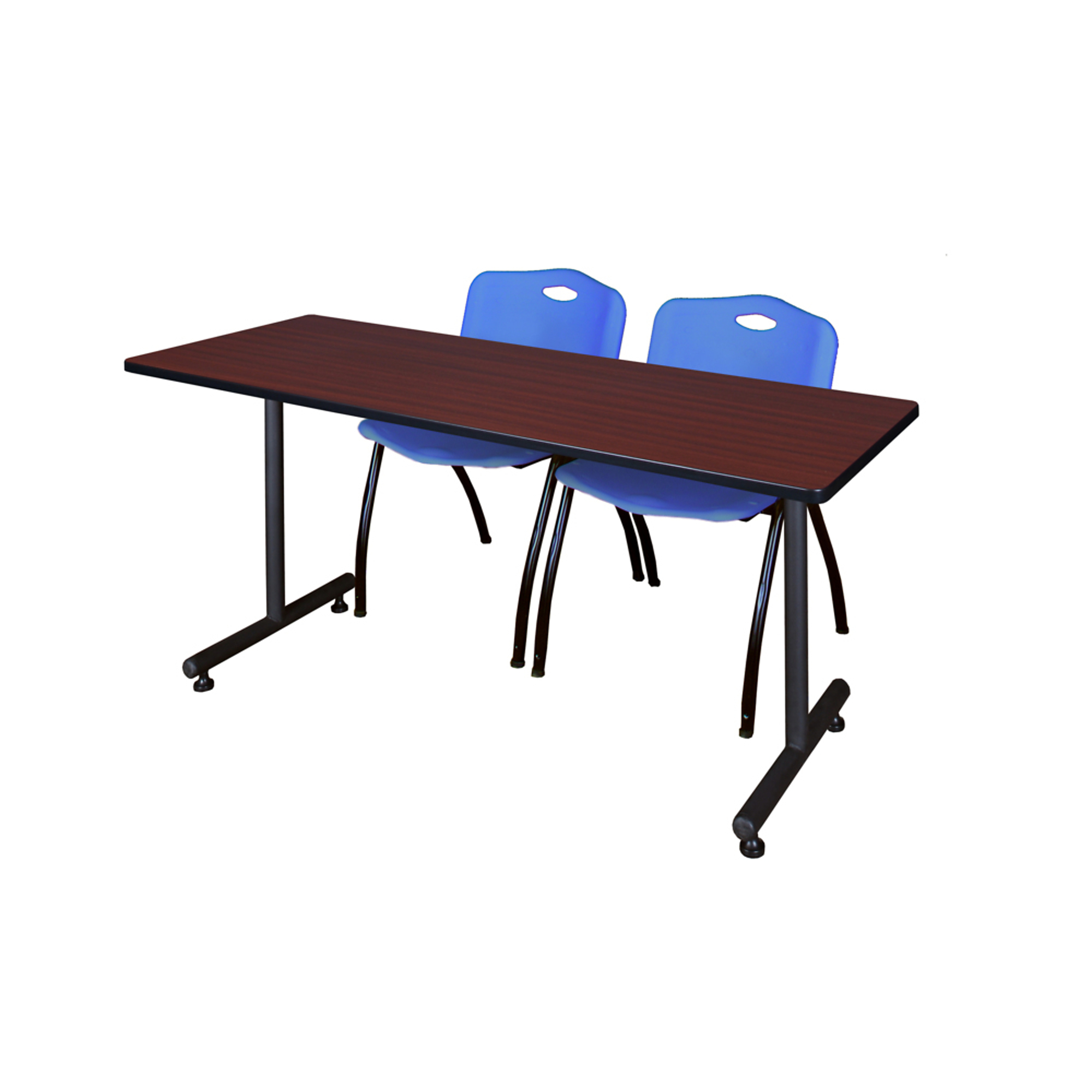 Regency Furniture Kobe Training Seminar Table with Stack Chairs — 60in. x 24in., Mahogany, Blue, Model# MKTRCT6024MH47BE