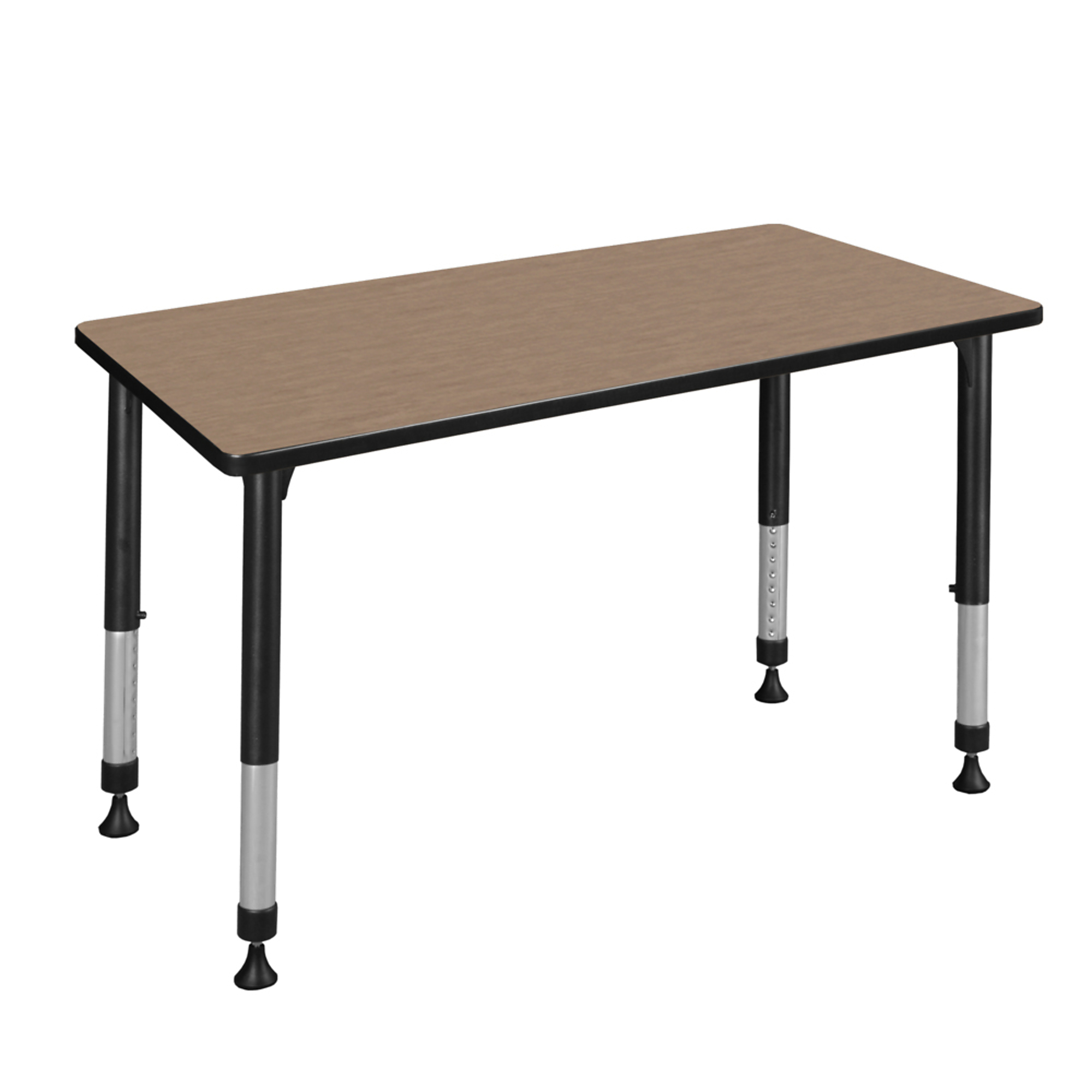Regency Kee Height Adjustable Classroom Activity Table — 48in. x 24in., Noble Oak Top, Black Base, Model# MT4824NOAPBK