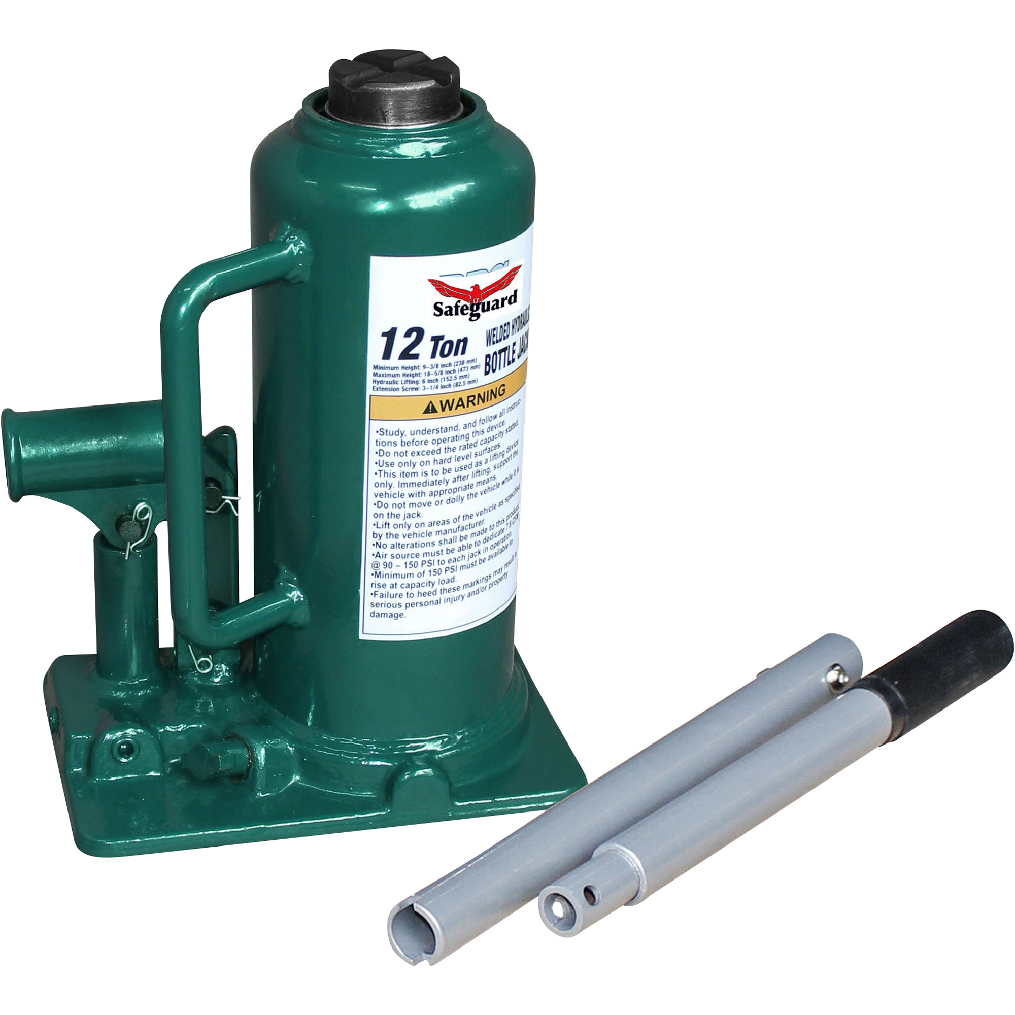 Safeguard 12-Ton Hydraulic Bottle Jack, Model# 61120