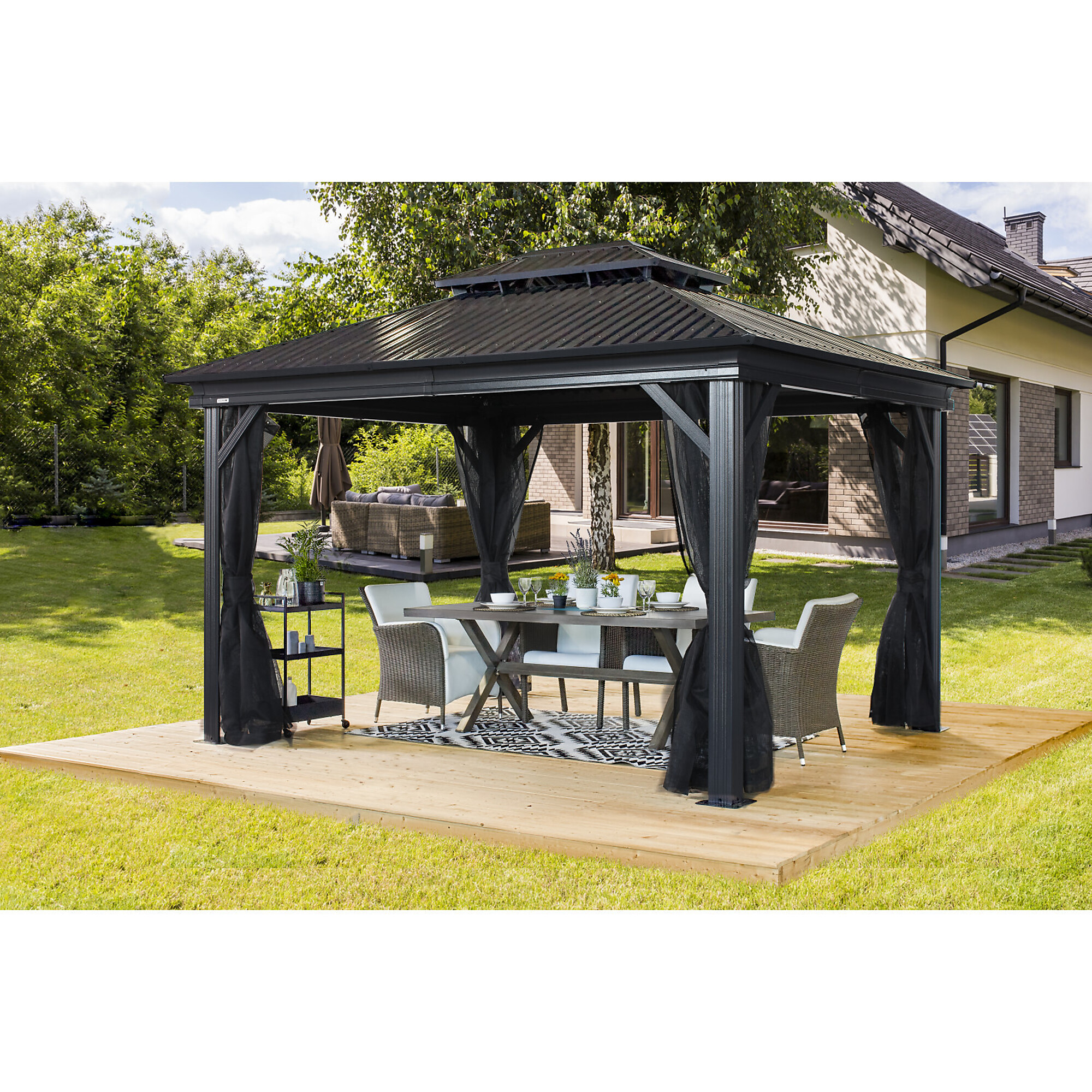 Sojag Black Spun Polyester Curtains For 10ft. x 12ft. Kiana Gazebo, Model# 135-9168877