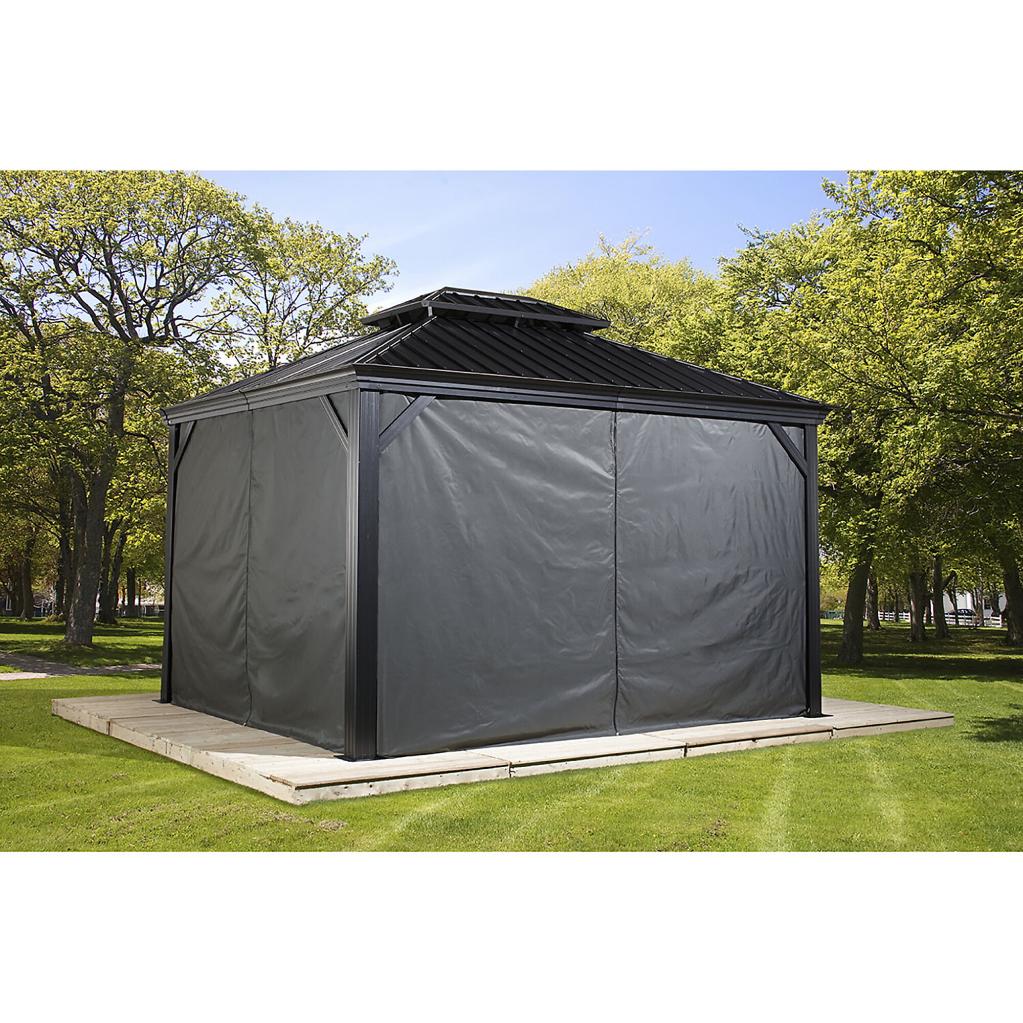 Sojag Grey Curtains for Monaco/Messina/Mykonos Gazebos — 12ft. x 14ft., Spun Polyester, Outdoor Shades, Model# 135-9163988