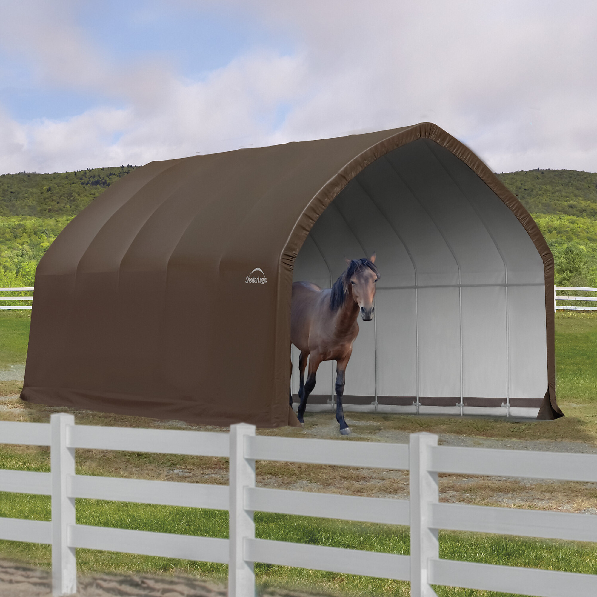 ShelterLogic Alpine Barn Shelter — 13ft. x 20ft. x 12ft., Brown, Model# 60404