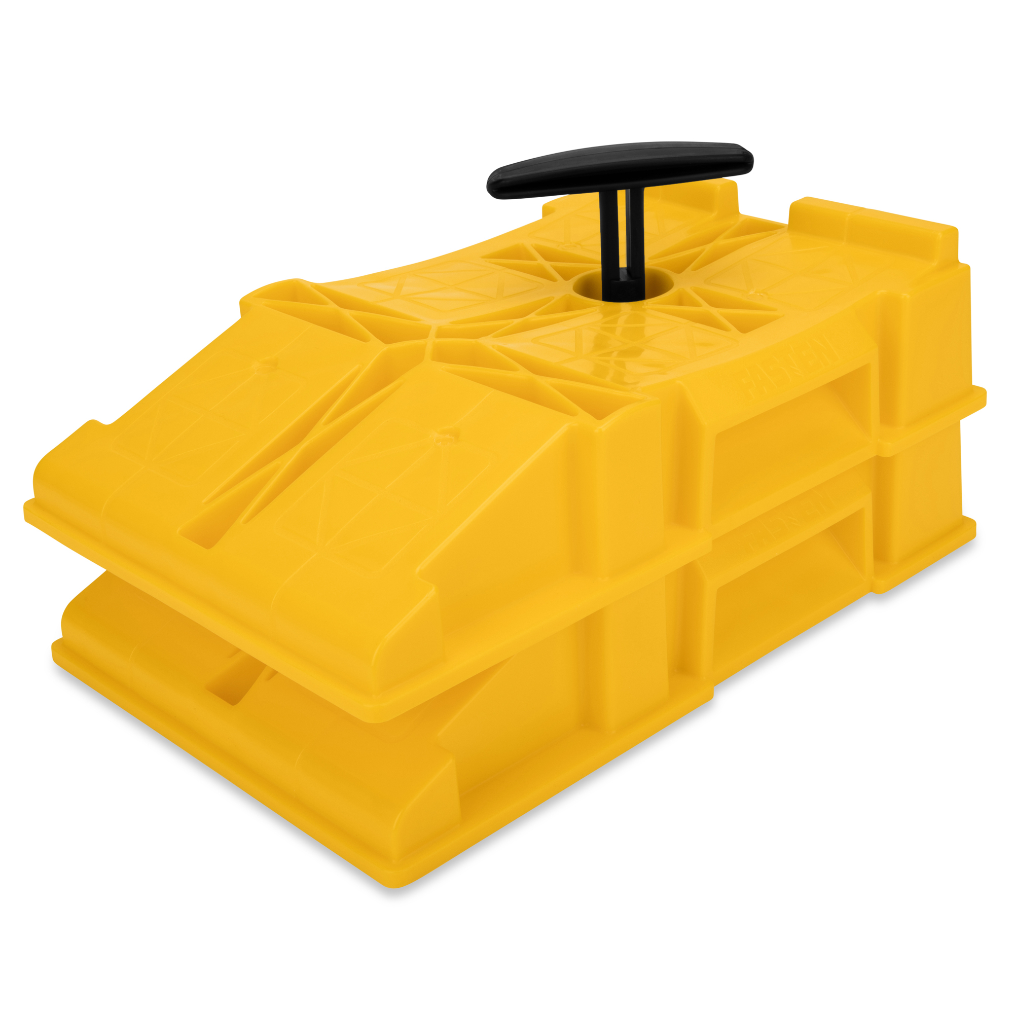 Camco FasTen Premium RV Leveling Trailer Ramps w/ Convenient Handle - Nesting Design for RV Storage - Compatible w/ Square Leveling Blocks - 2-Pack (44535)