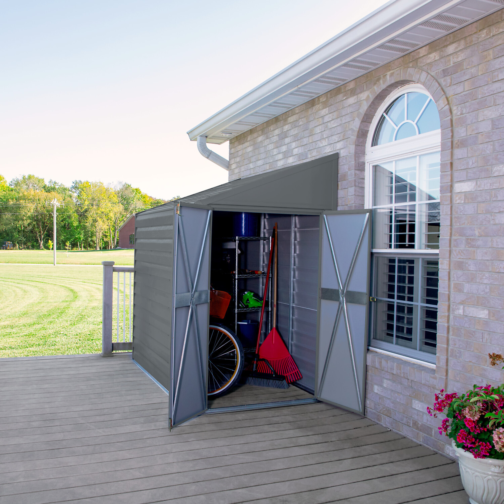 Arrow Yardsaver Steel Storage Shed — 4ft. x 7ft., Pent Roof, Eggshell