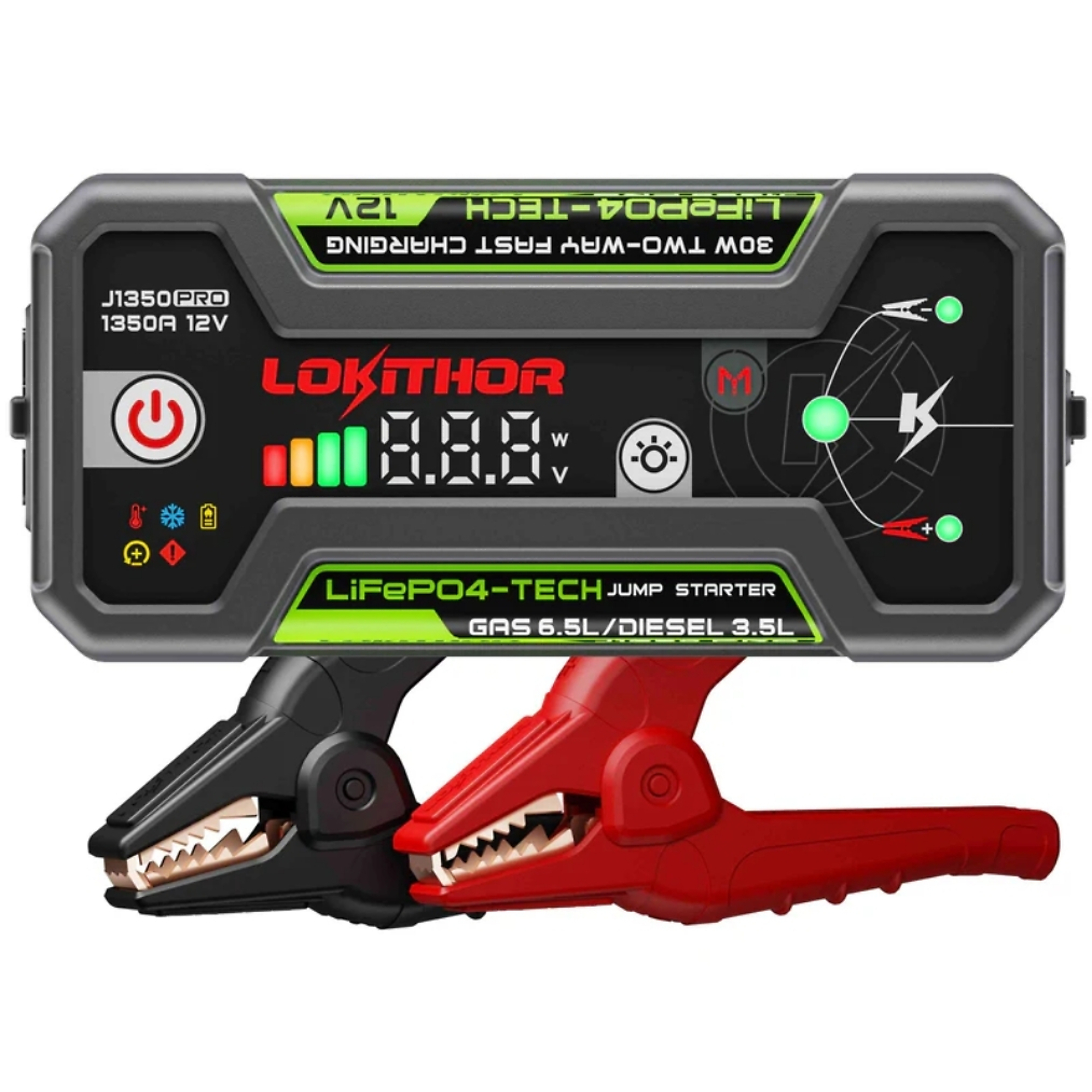 Lokithor - 3 in 1, 1,350 amp Jump Starter, Battery Bank, Flashlight, LiFePo Battery, w/ ConnectMax, Model# J1350-PRO