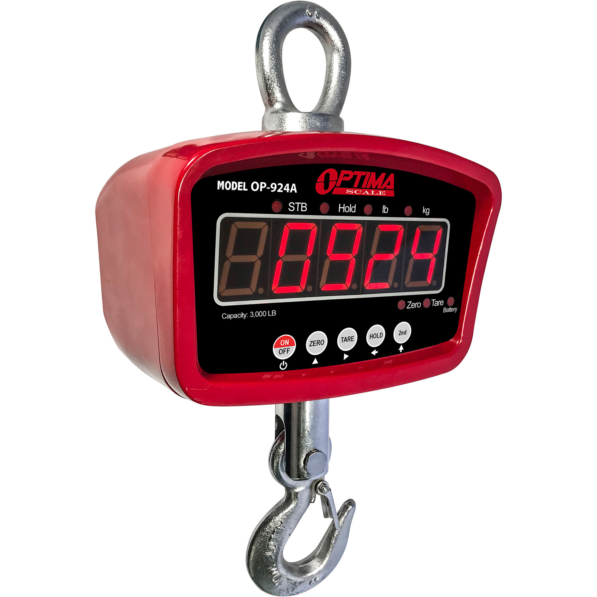 Optima Scale Crane Scale, 3,000-Lb. Capacity, 0.5-Lb. Display Increments, Model# OP-924A-3K
