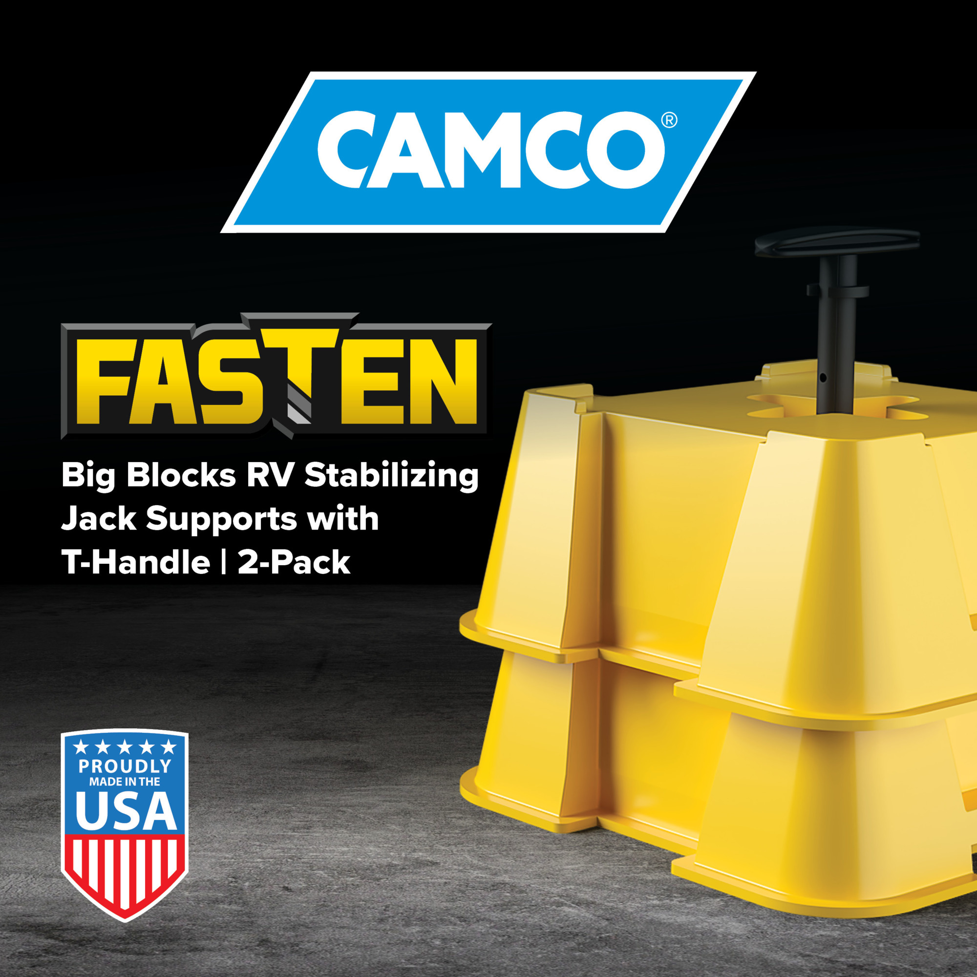 Camco FasTen Big Blocks RV Stabilizing Jack Supports with T-Handle ...