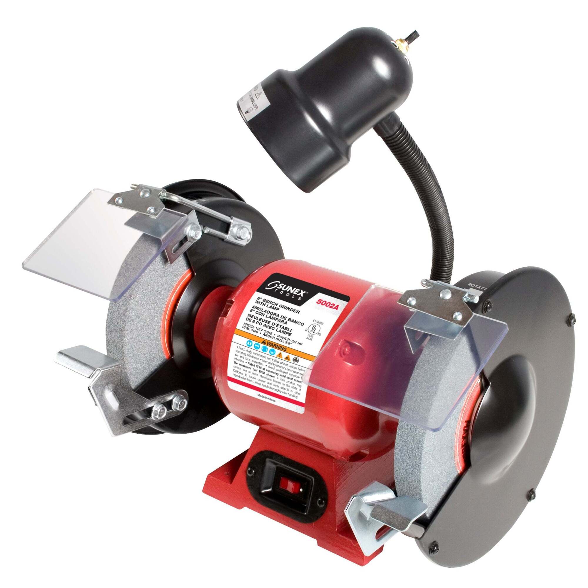 Sunex Tools Bench Grinder with Light — 8in., Model# 5002A