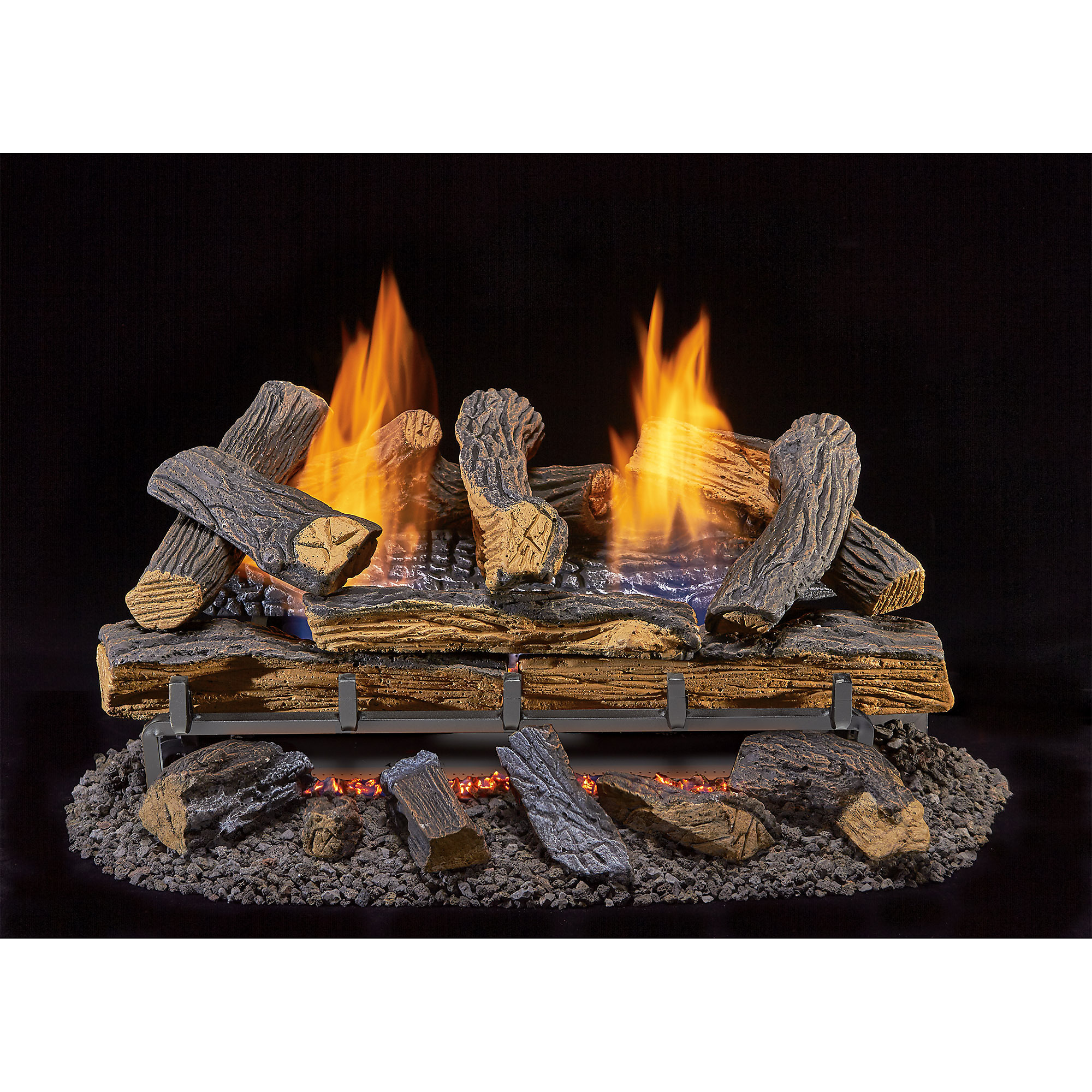Duluth Forge Vent-Free Indoor Gas Log Set — 24in. Split Oak, 33,000 BTU, Thermostat Control, Natural Gas, Model# DLS-N24T-1