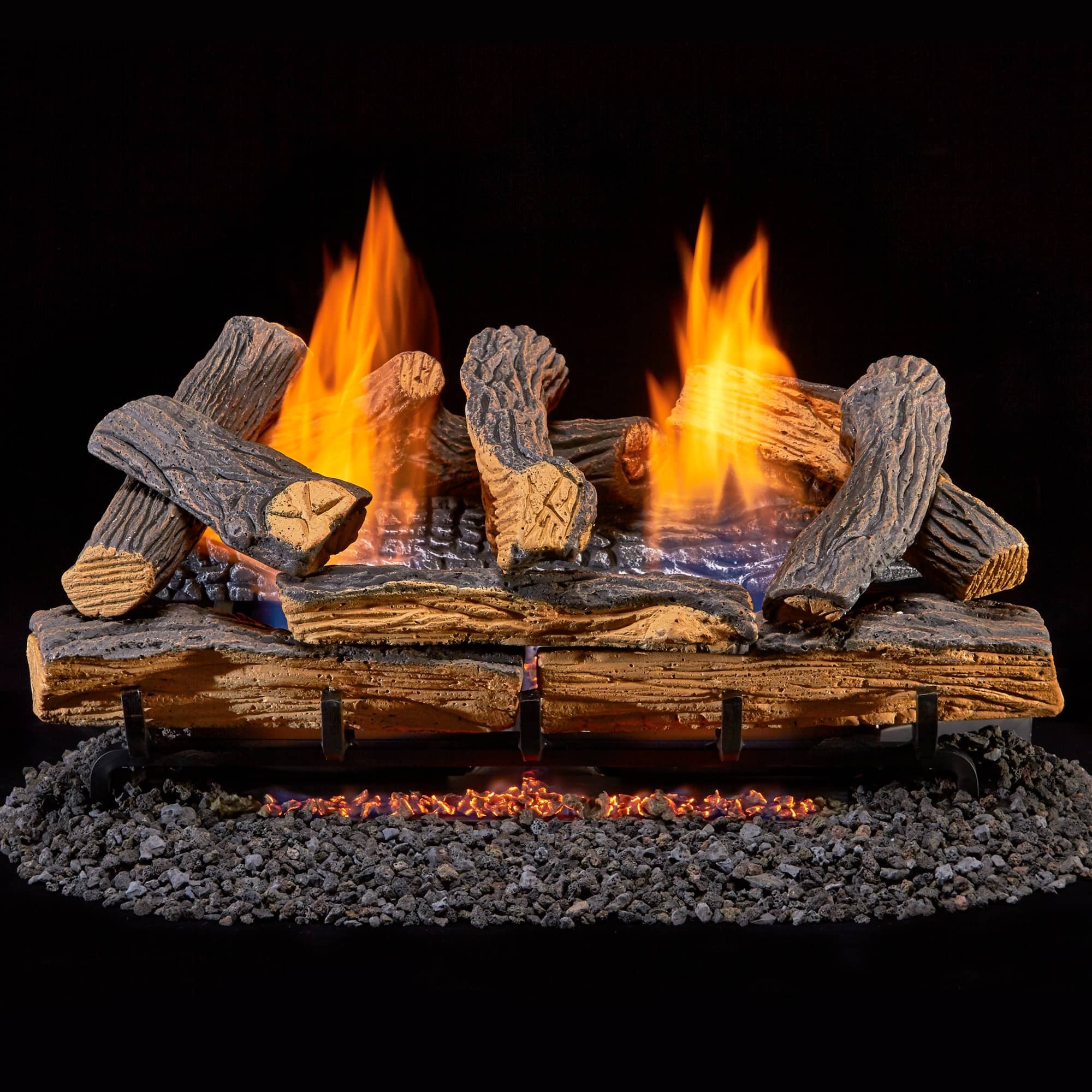 Duluth Forge Vent Free Indoor Gas Log Set — 24in. Split Oak, 33,000 BTU, Remote Thermostat Control, Propane, Model# DLS-L24R-1