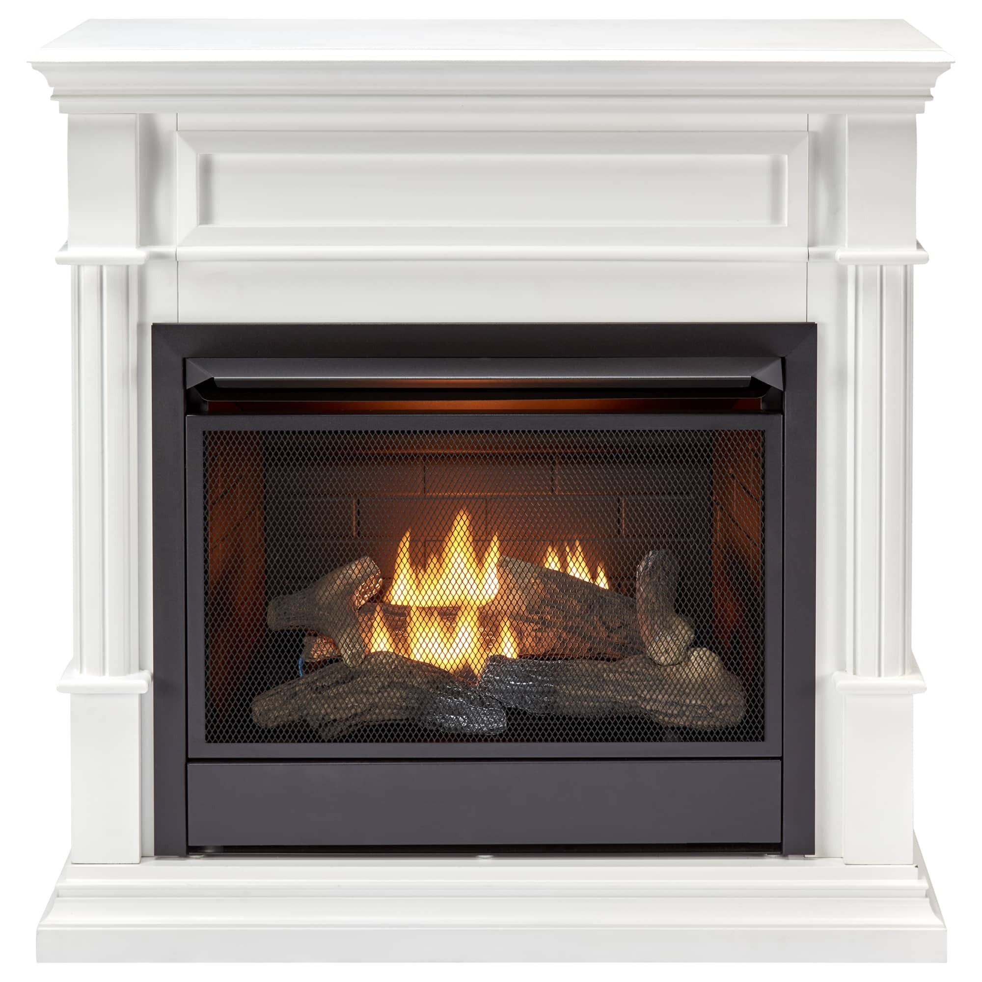 Duluth Forge Vent-Free Fireplace System — 26,000 BTU, Thermostat Control, White Furniture Grade Mantel, Heats 1,350 Sq. Ft., Model# DFS-300NT-3WT