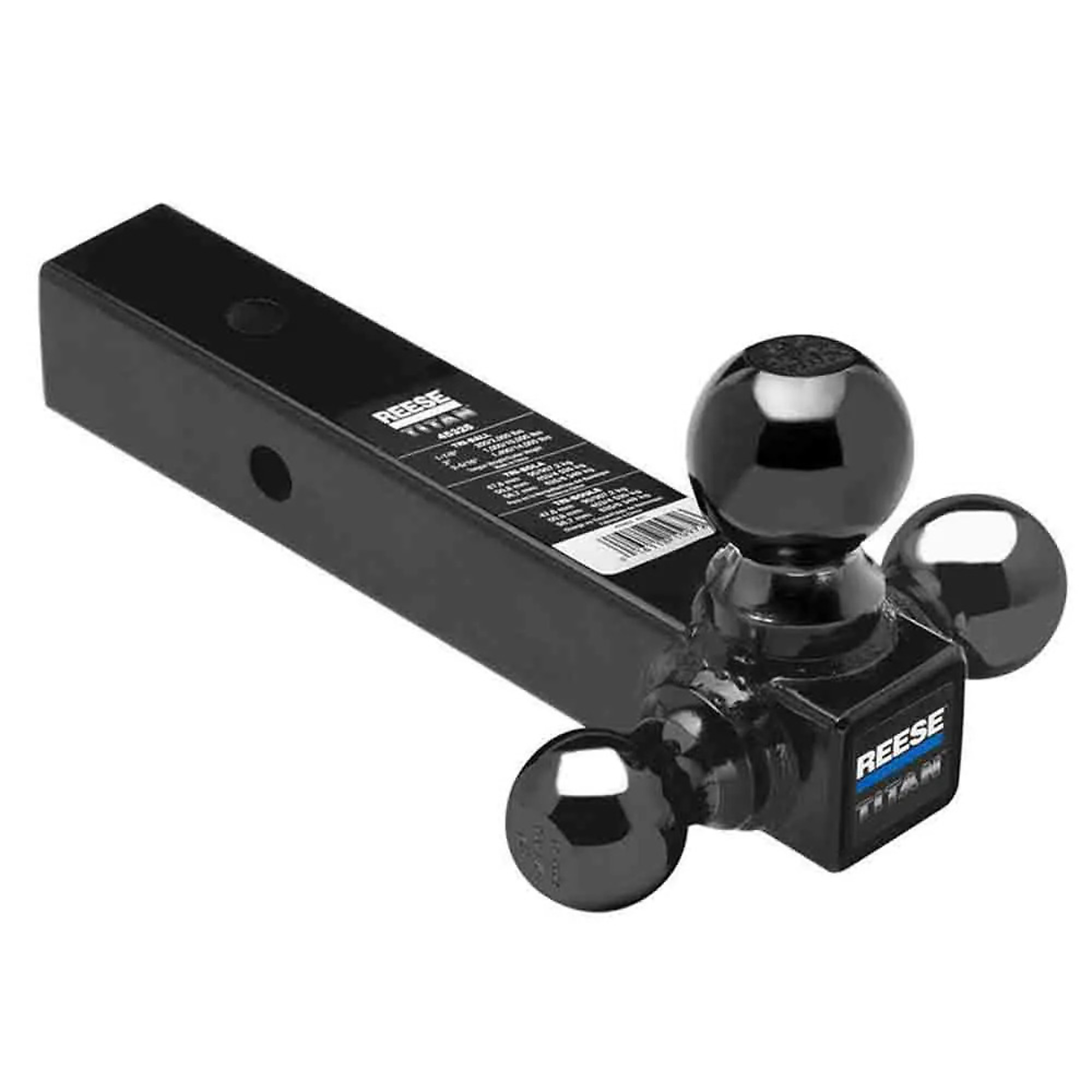 Reese Titan Tri-Ball Trailer Hitch Ball Mount — 2.5in. Receiver, Solid Shank, Black, Model# 45325