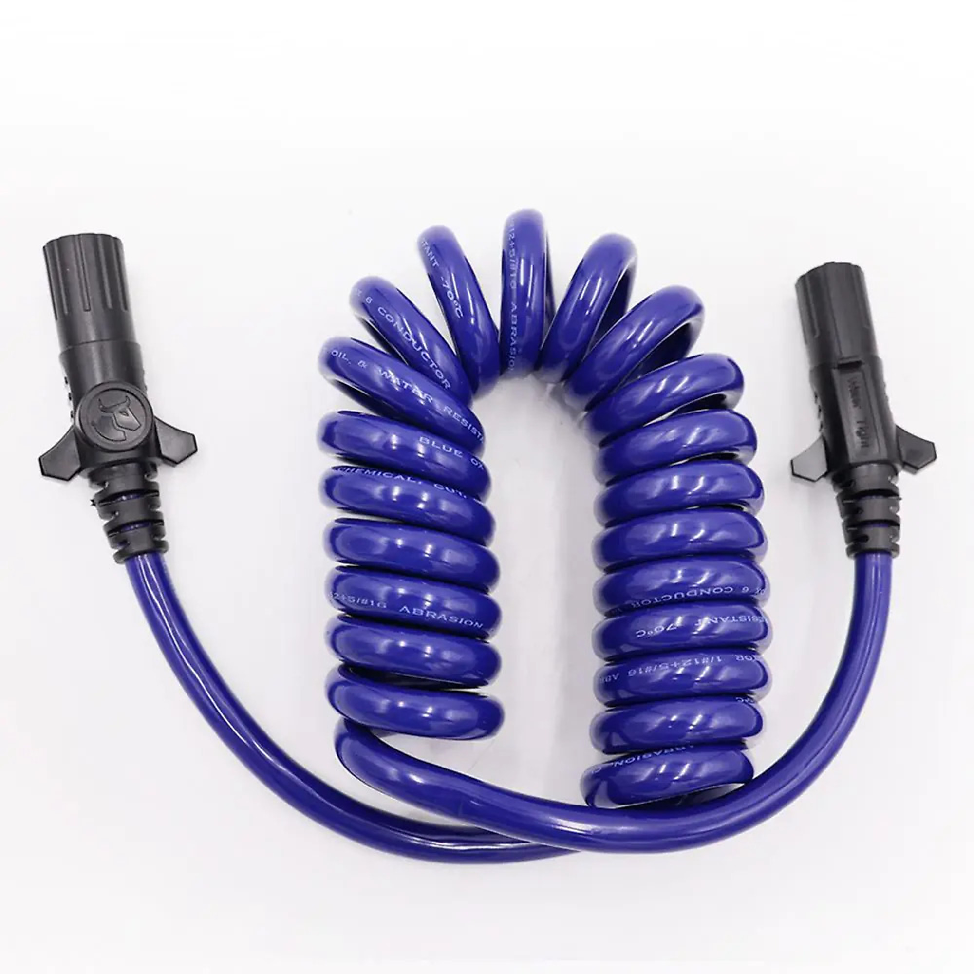 Blue Ox Electrical Coiled Cable Extension — 6-Round to 6-Round, 7ft., Silicone Encased, Locking Connector, Model# BX8862