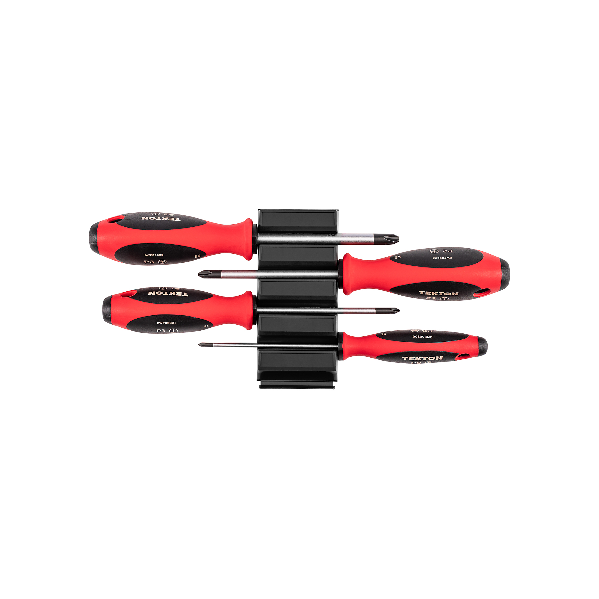 TEKTON Phillips Screwdriver Set with Modular Organizers - 4 Inch Shanks, 4-Piece (#0 - #3) | DWP90102