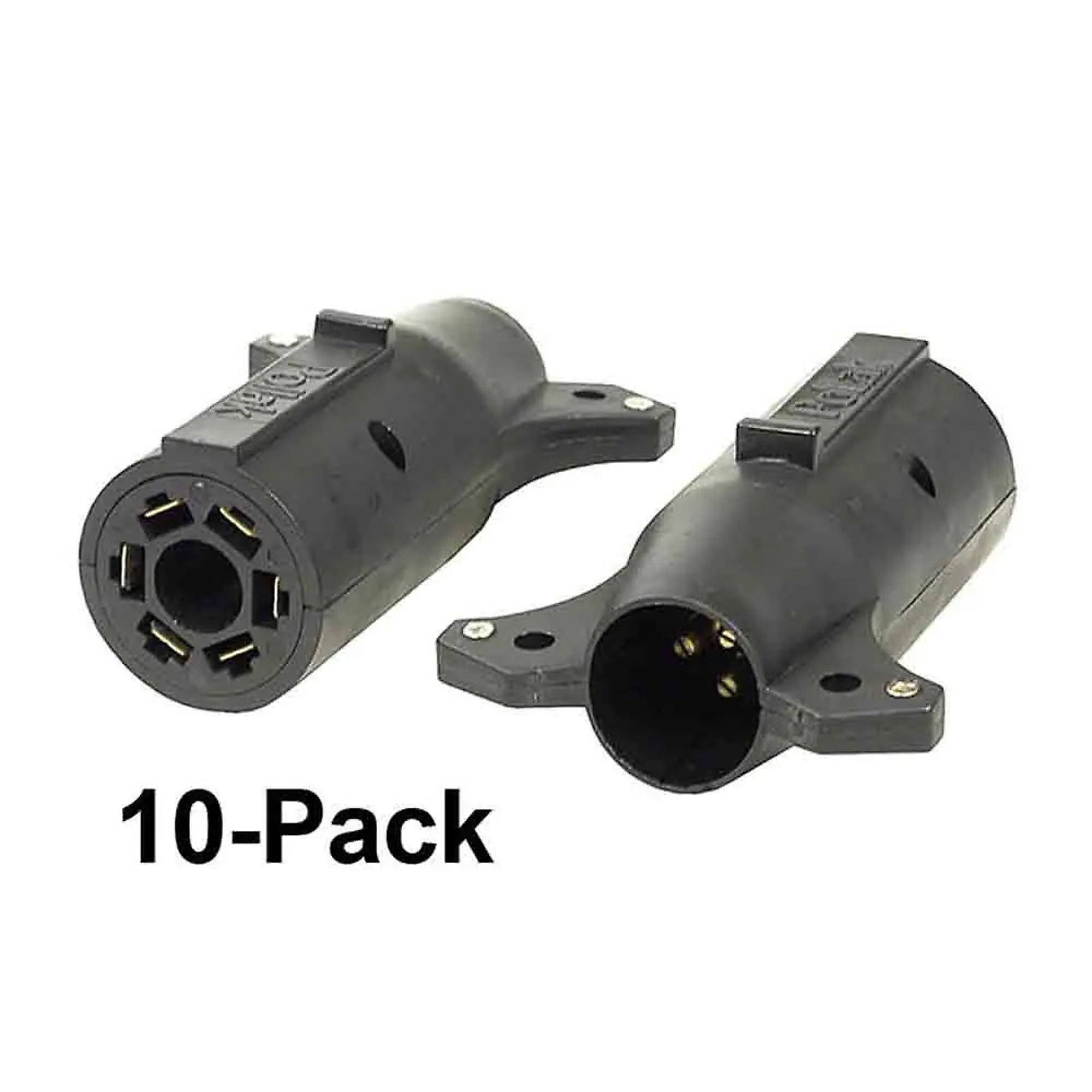 Pollack 7-Way Flat Pin to 6-Way Round Adapter — Electric Brakes, 10-Pack, Model# 37555-10