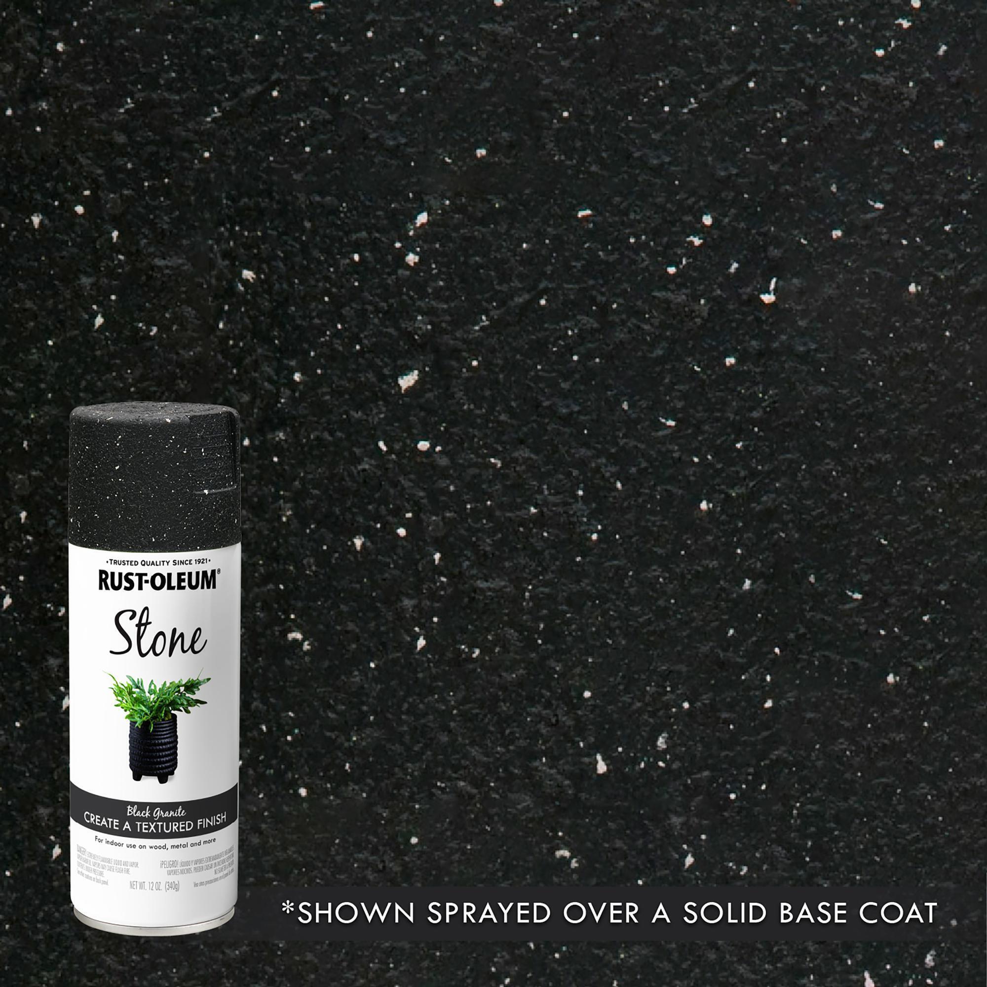 Rust-Oleum Stone Textured Spray Paint, Black Granite, 12 Oz. Cans, 6PK