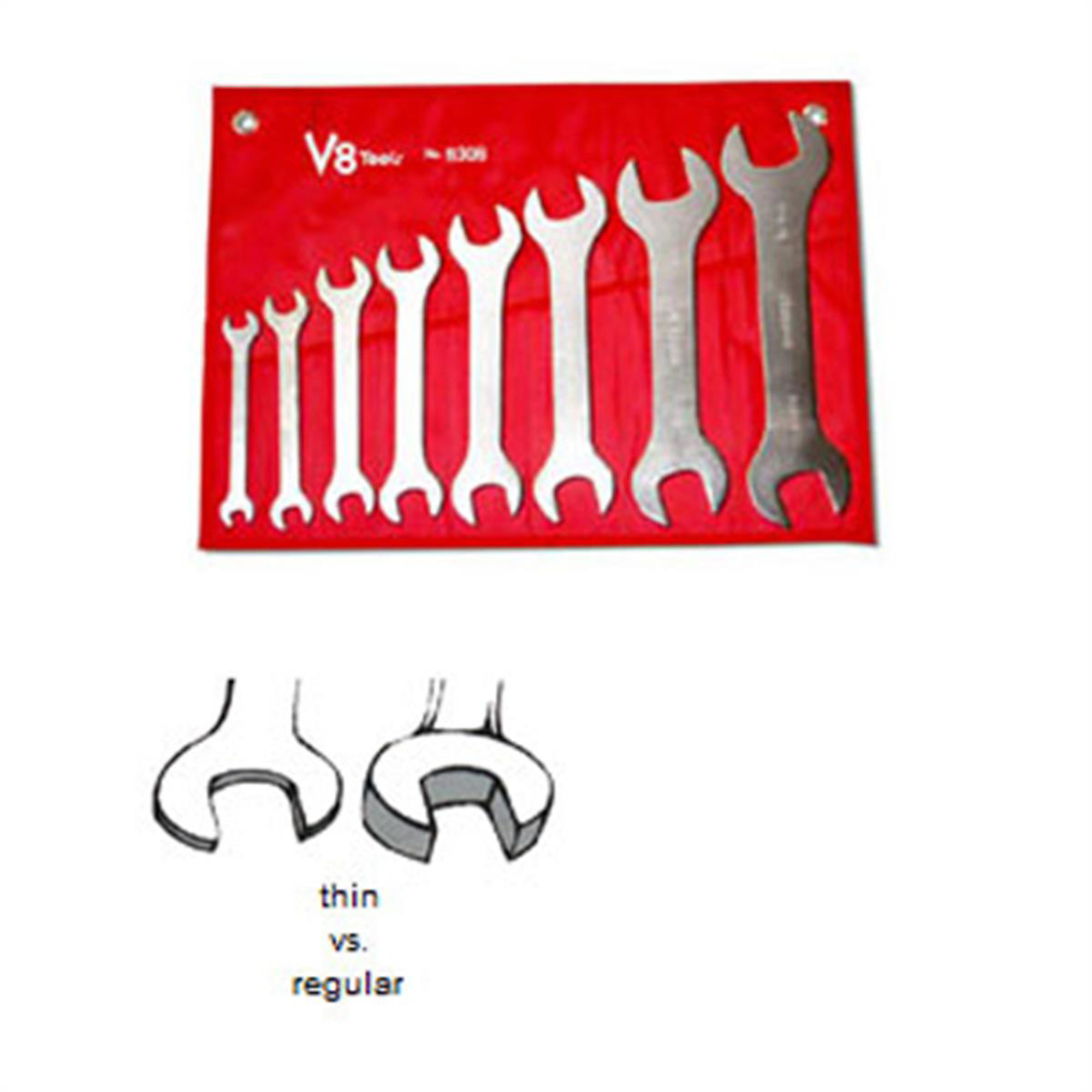 V-8 Tools Super Thin Wrench Set — 8-Piece, SAE, Model# V8T8308