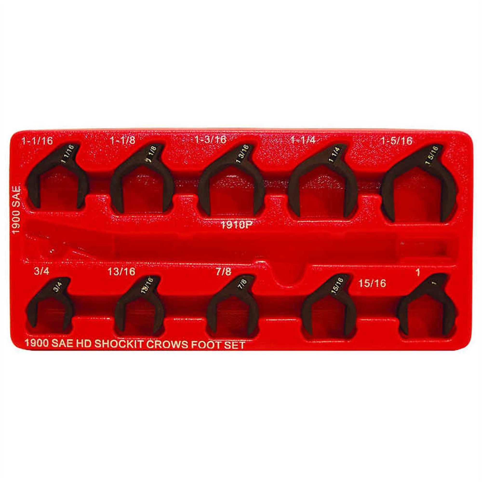 Milton Industries 10-Piece SAE Shockit Crows Foot Set — Heavy-Duty, Air Hammer Powered, Model# LTILT1900