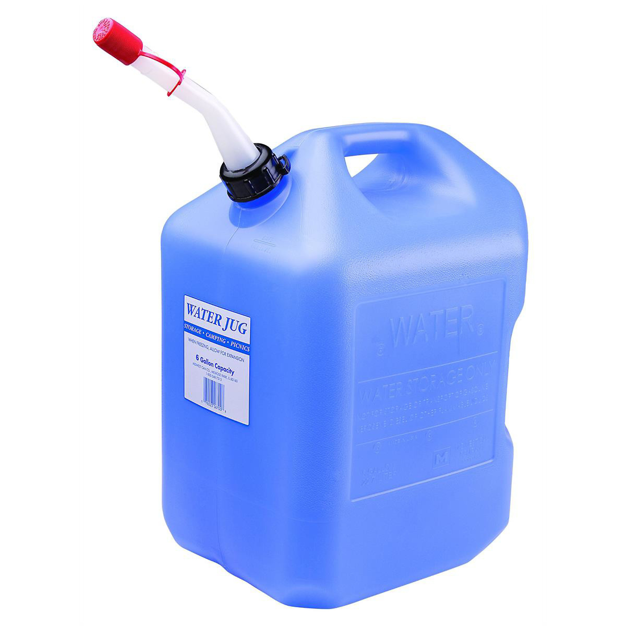 Midwest Can Water Container with Spout — 6 Gallon, HDPE, Dual Handles, Model# MWC6700