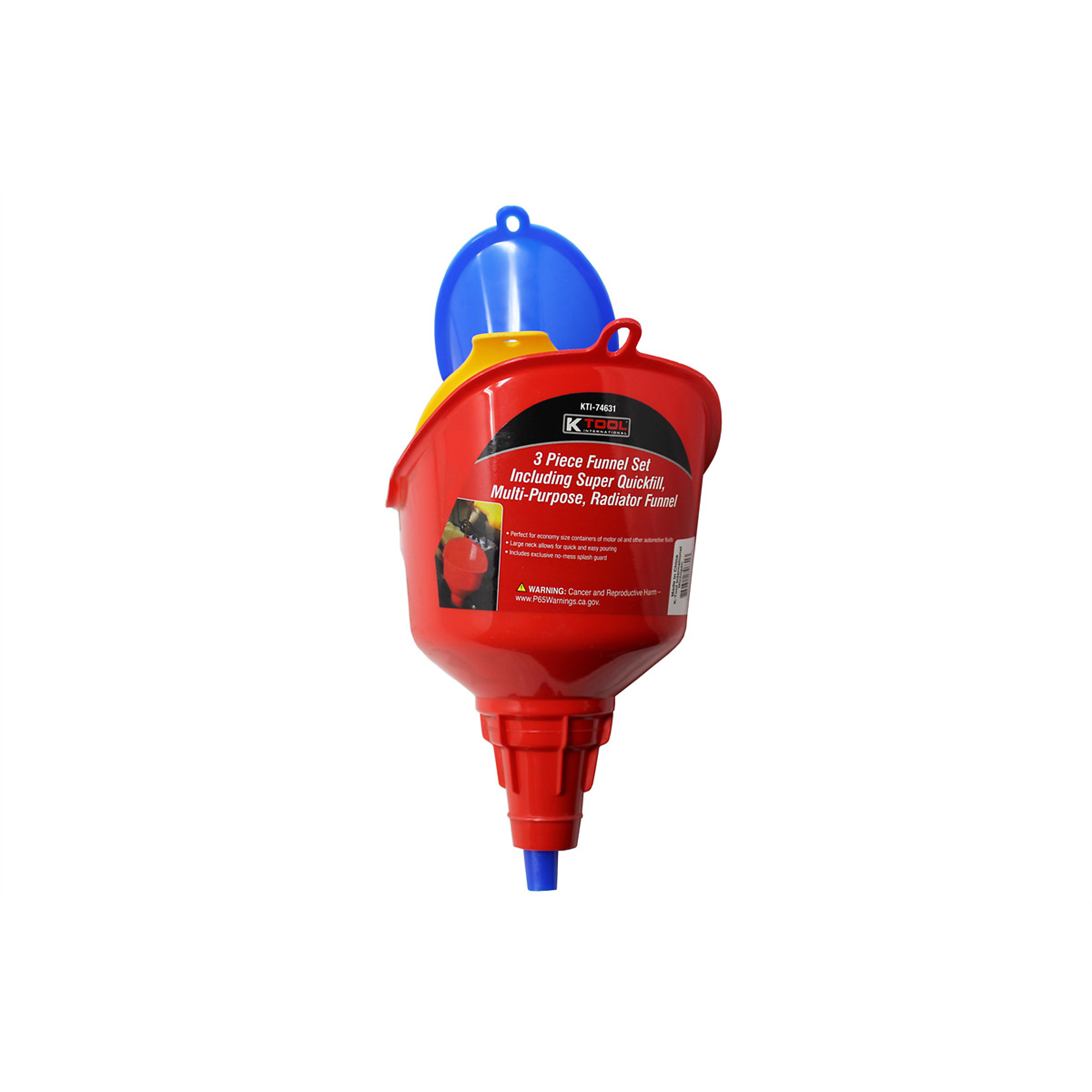 K Tool International Funnel Set — 3-Piece, Superquick Fill, Multi-Purpose, Radiator, Model# KTI74631