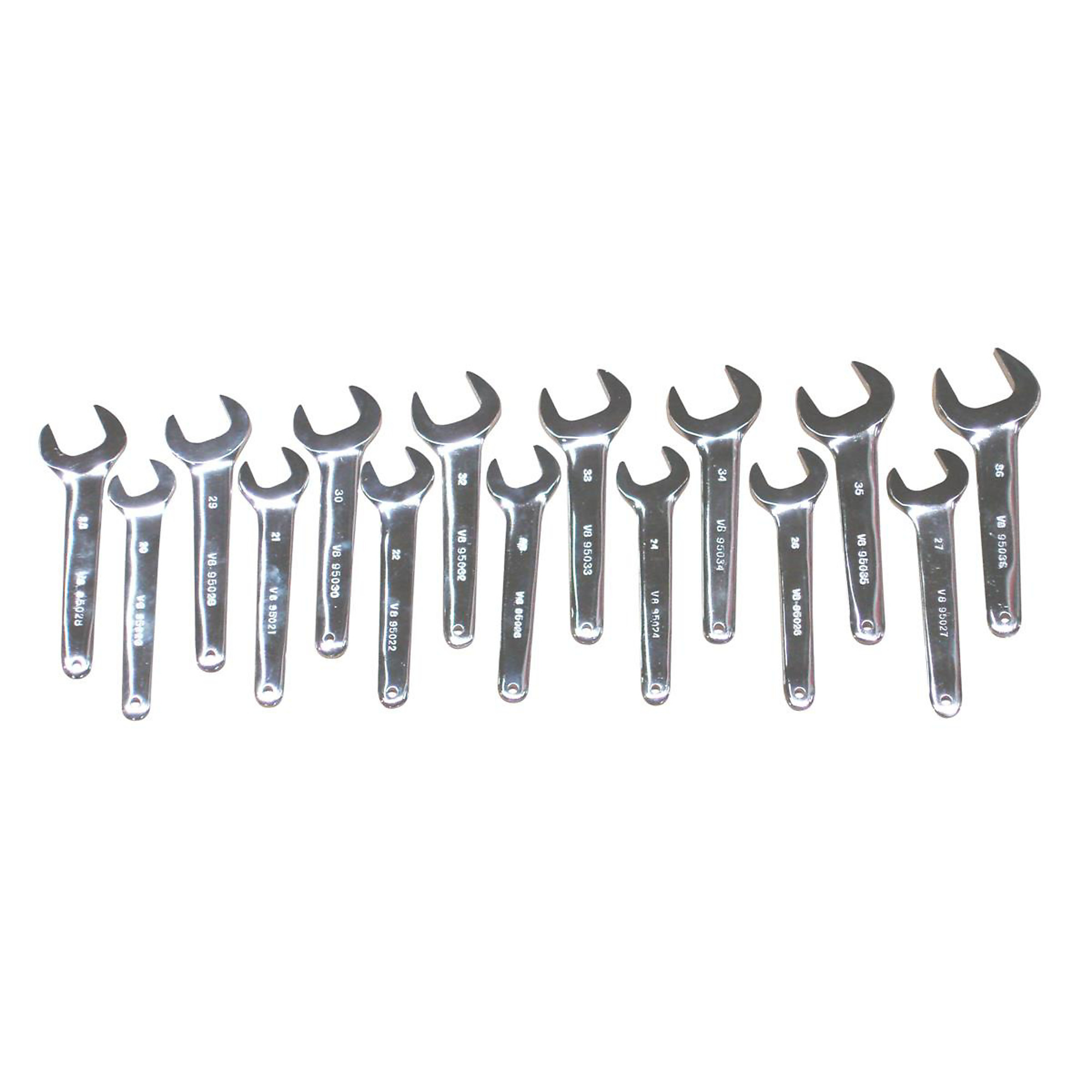 V-8 Tools Service Wrench Set — 15-Piece, Drop-Forged Alloy Steel, Fully Polished, Model# V8T9515