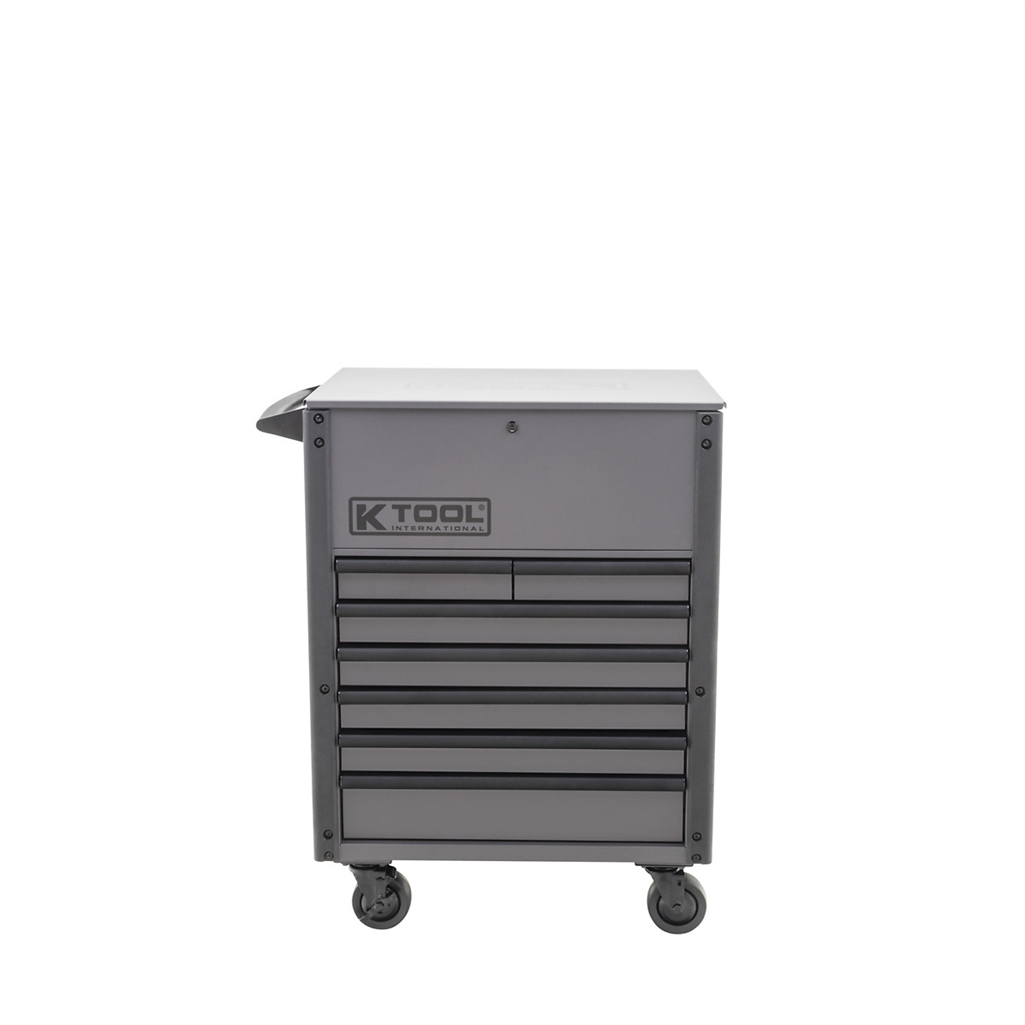 K Tool International Premium Service Cart — 7 Drawers, 750-Lb. Capacity, Cold Rolled Steel, Integrated Power Strip, 5in. Swivel Casters, Grey, Model# KTI75151